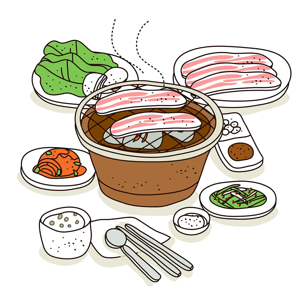 Grill with Food and Side Dishes