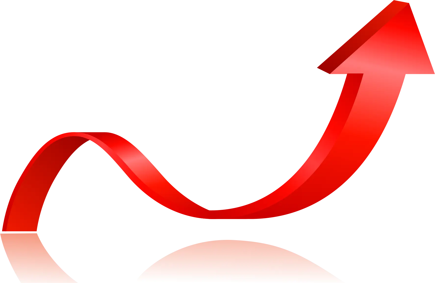 Curved Upward Red Arrow
