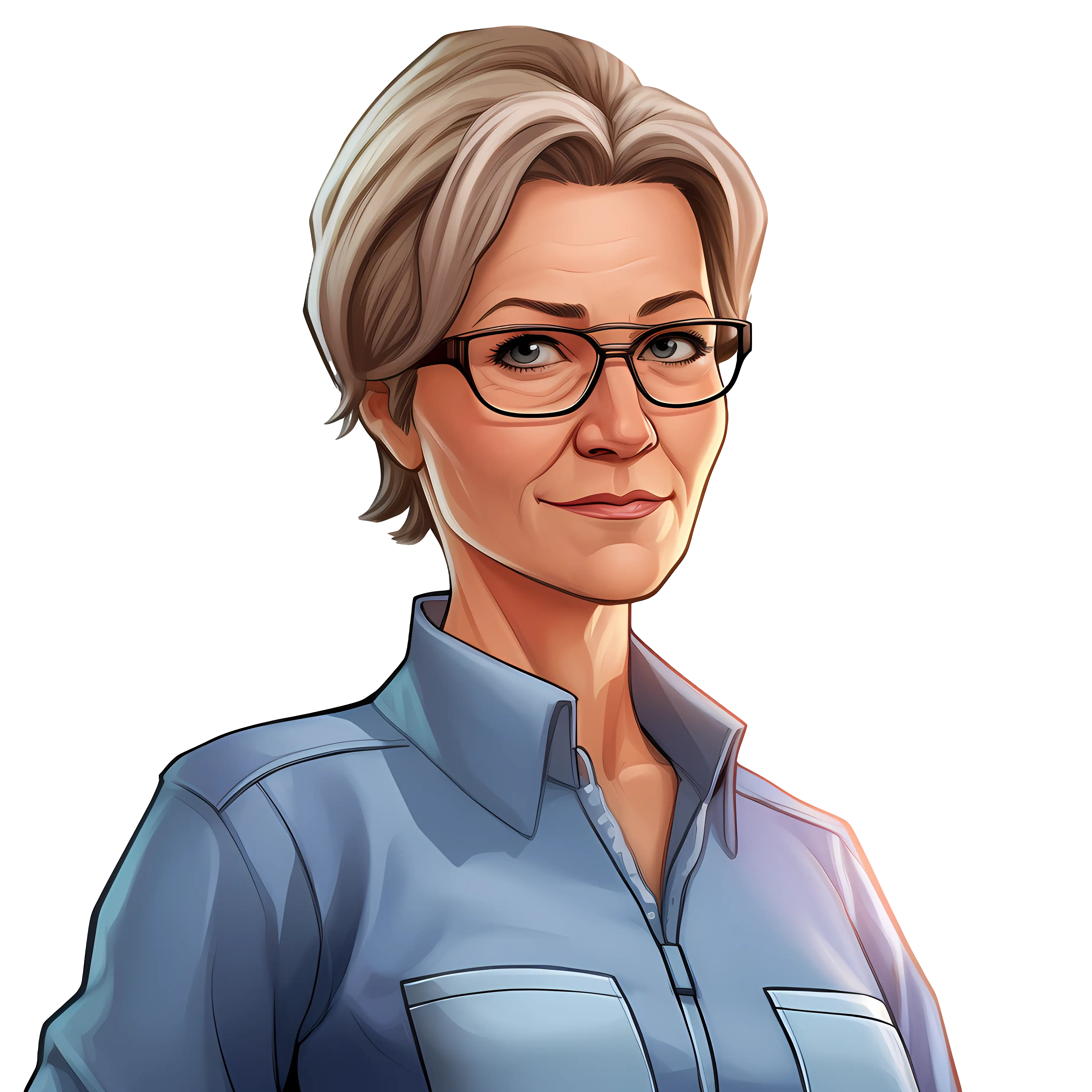 Animated Portrait of an Older Woman Wearing Glasses
