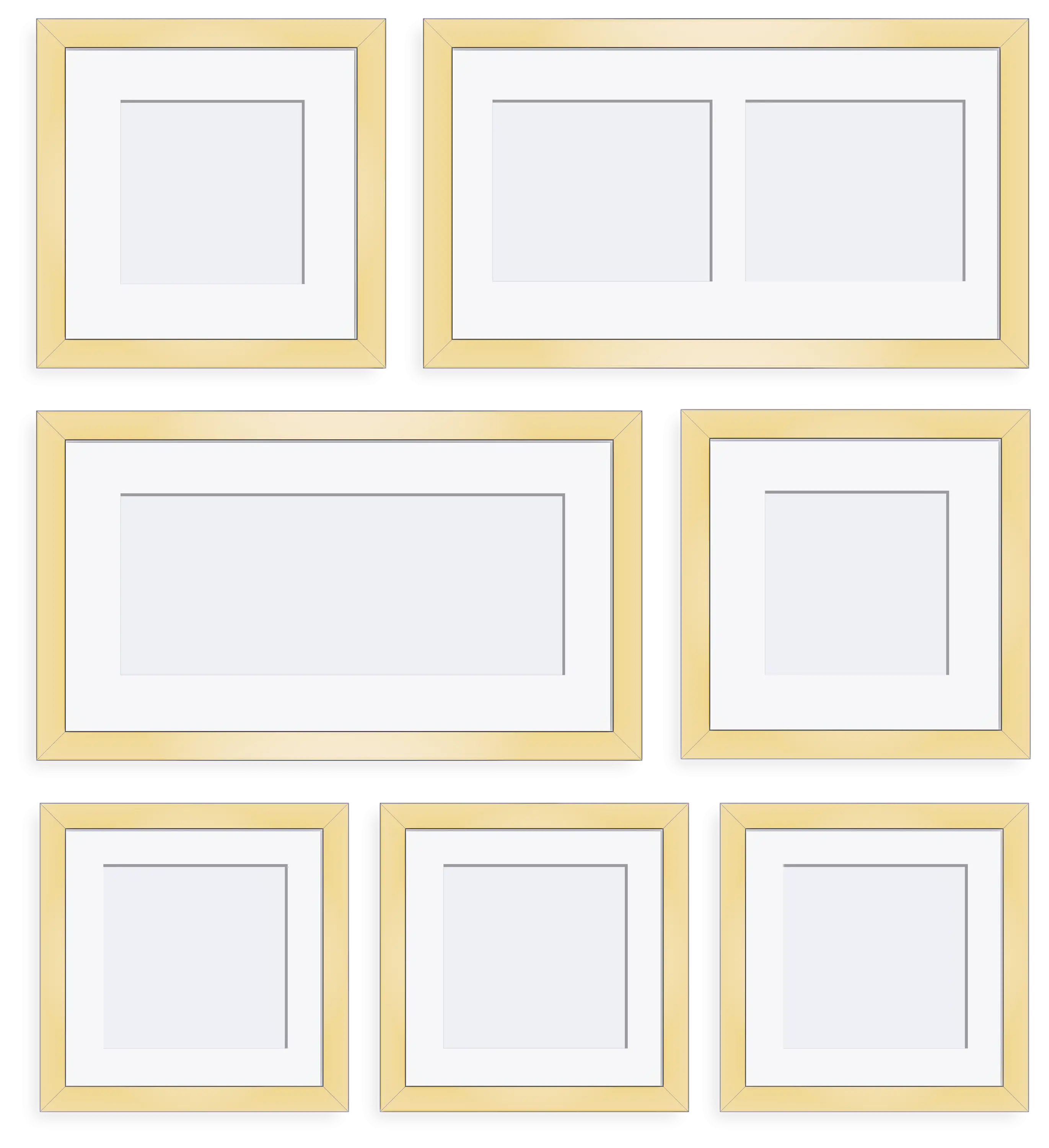 Collection of Gold and White Photo Frames
