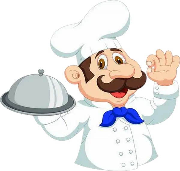 Cartoon Chef Holding Cloche Illustration