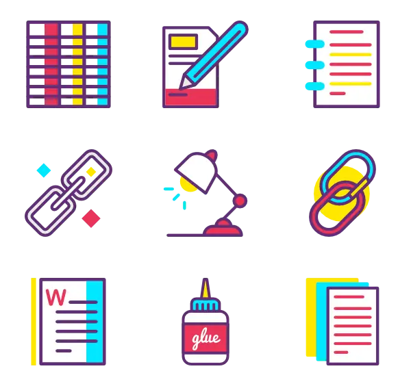 Colorful Office Supplies Icons