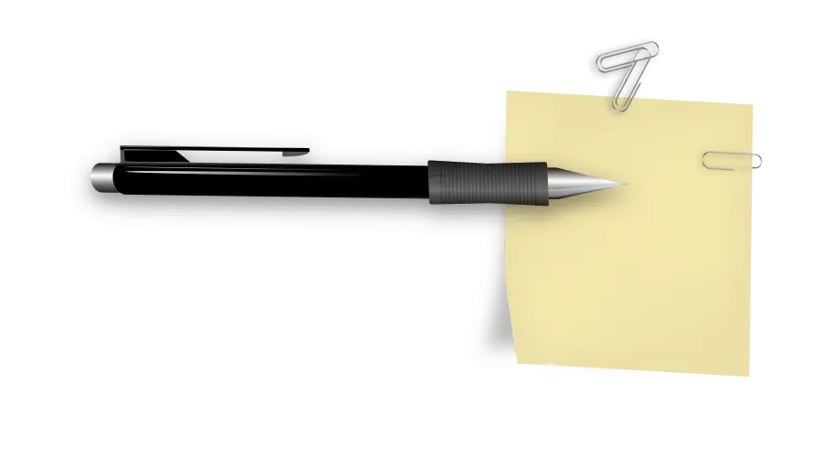 Pen and Sticky Note for Office Use