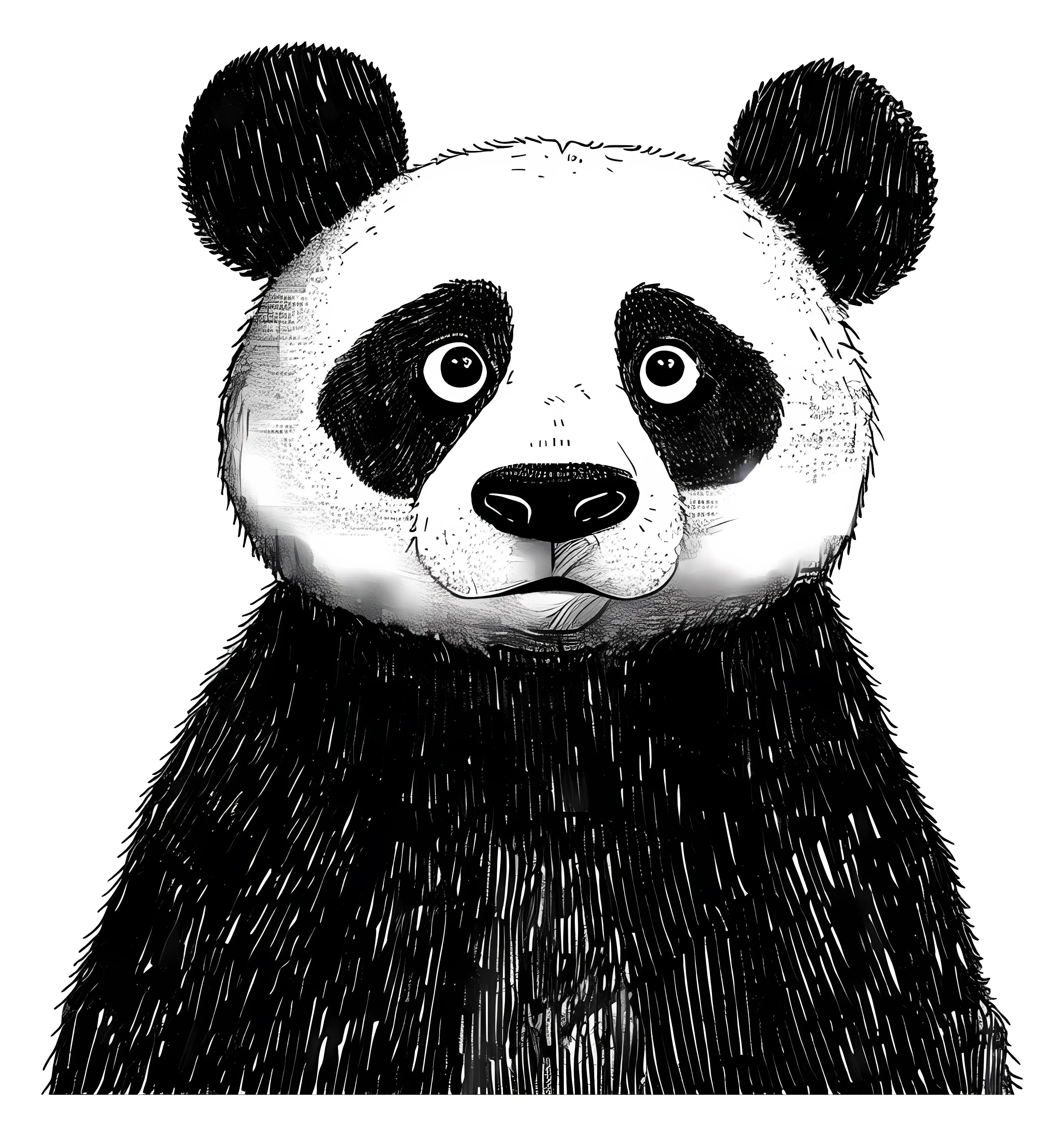 Illustrated Black and White Panda Face
