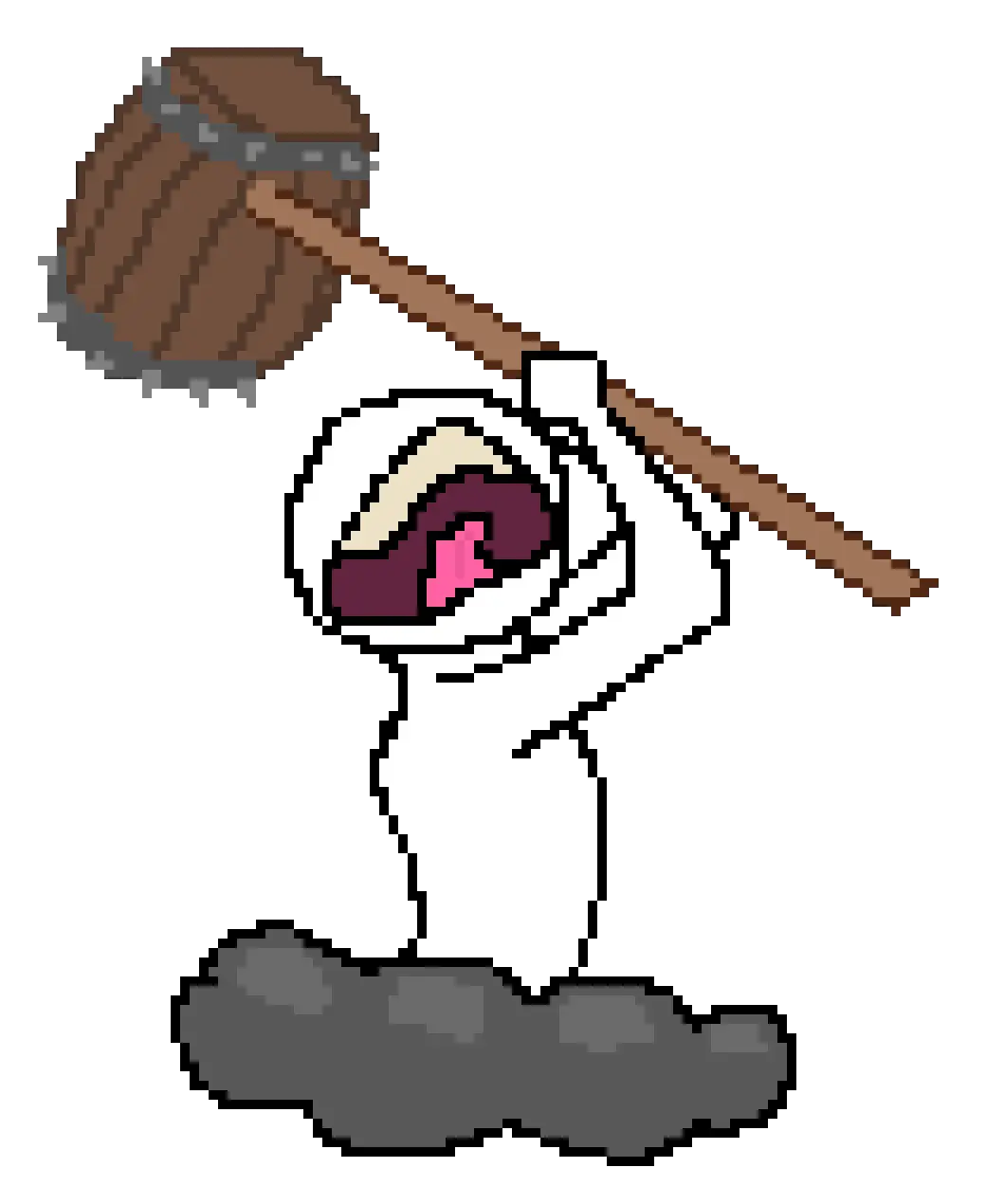 Pixel Art Character with Hammer