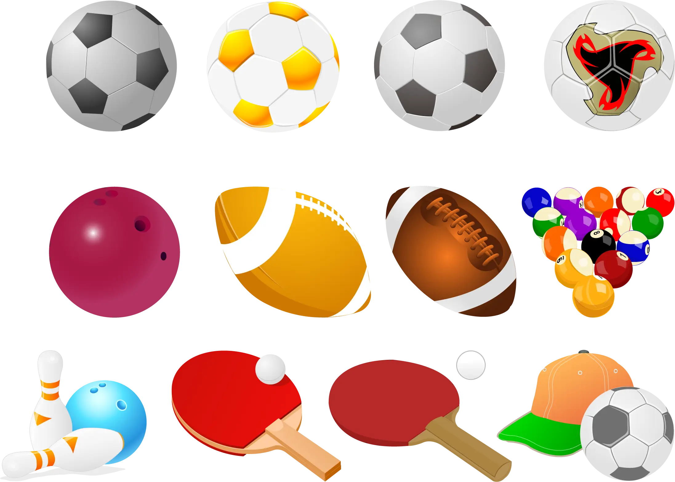 Various Sports Equipment Illustration
