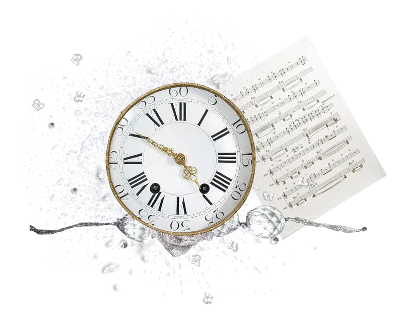 Vintage Clock with Music Notes