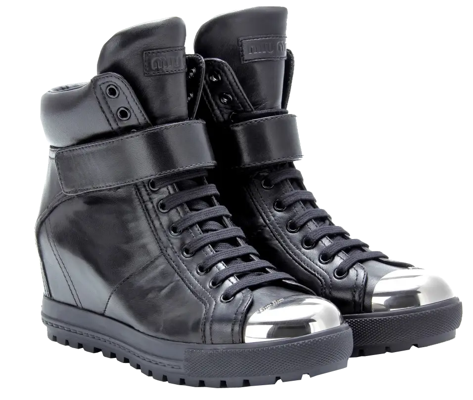 Black High-Top Sneakers with Metallic Accents