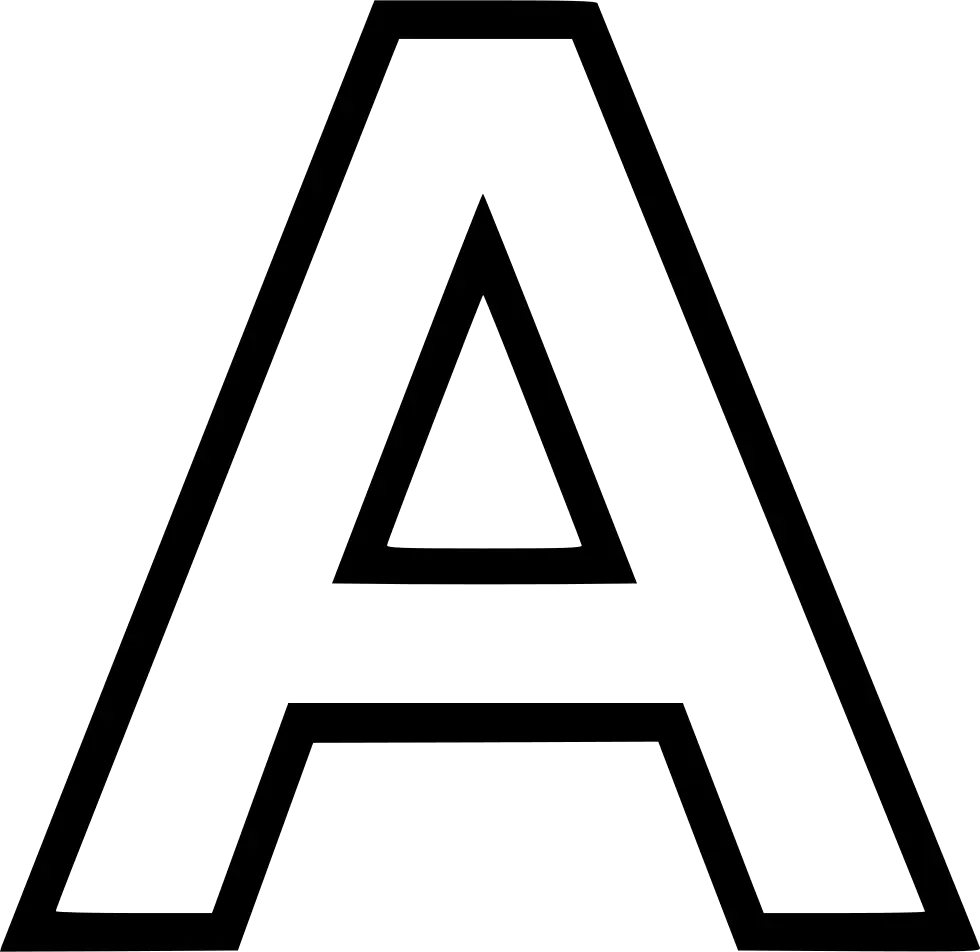 Black Outline of the Letter A Icon