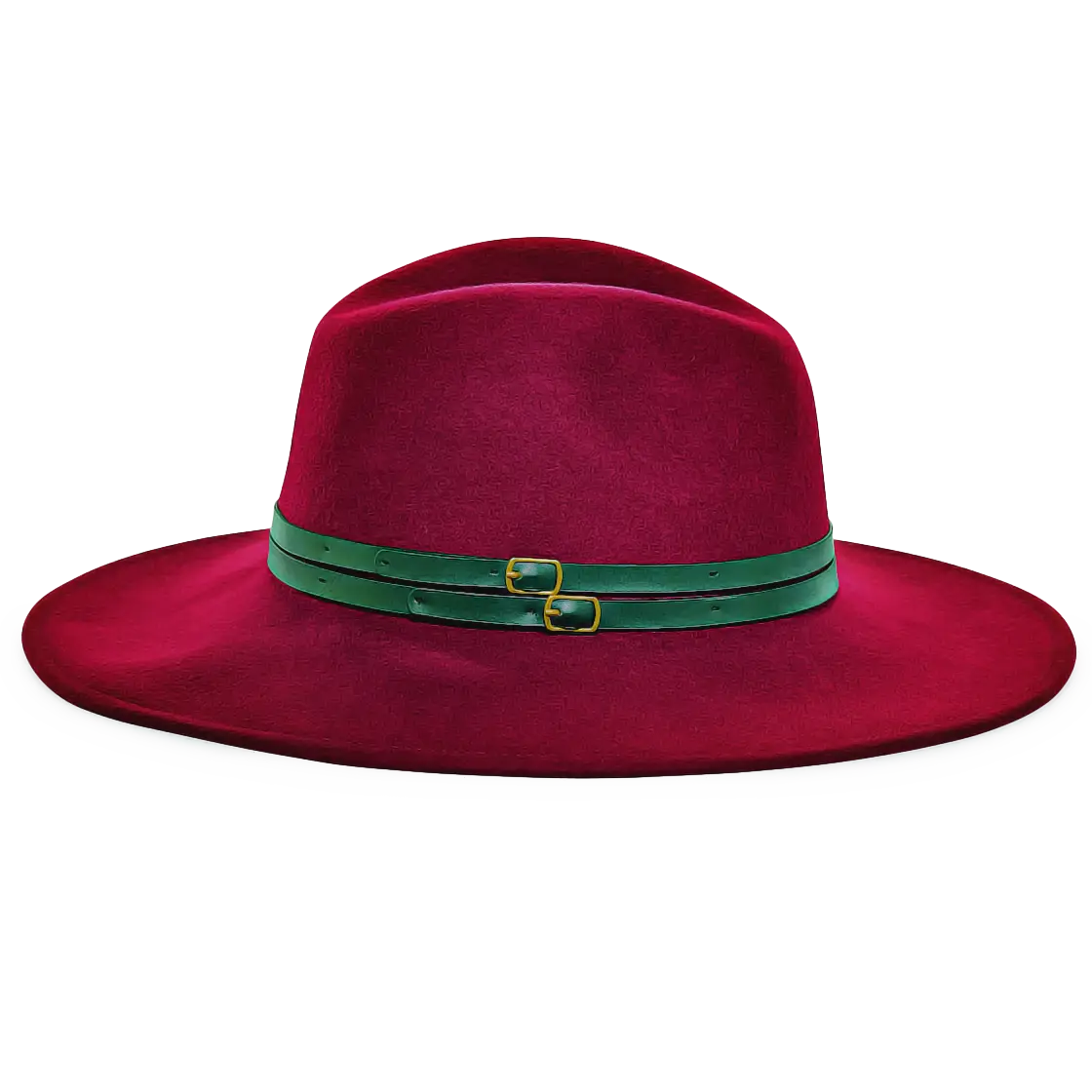 Elegant Red Hat with Green Ribbon