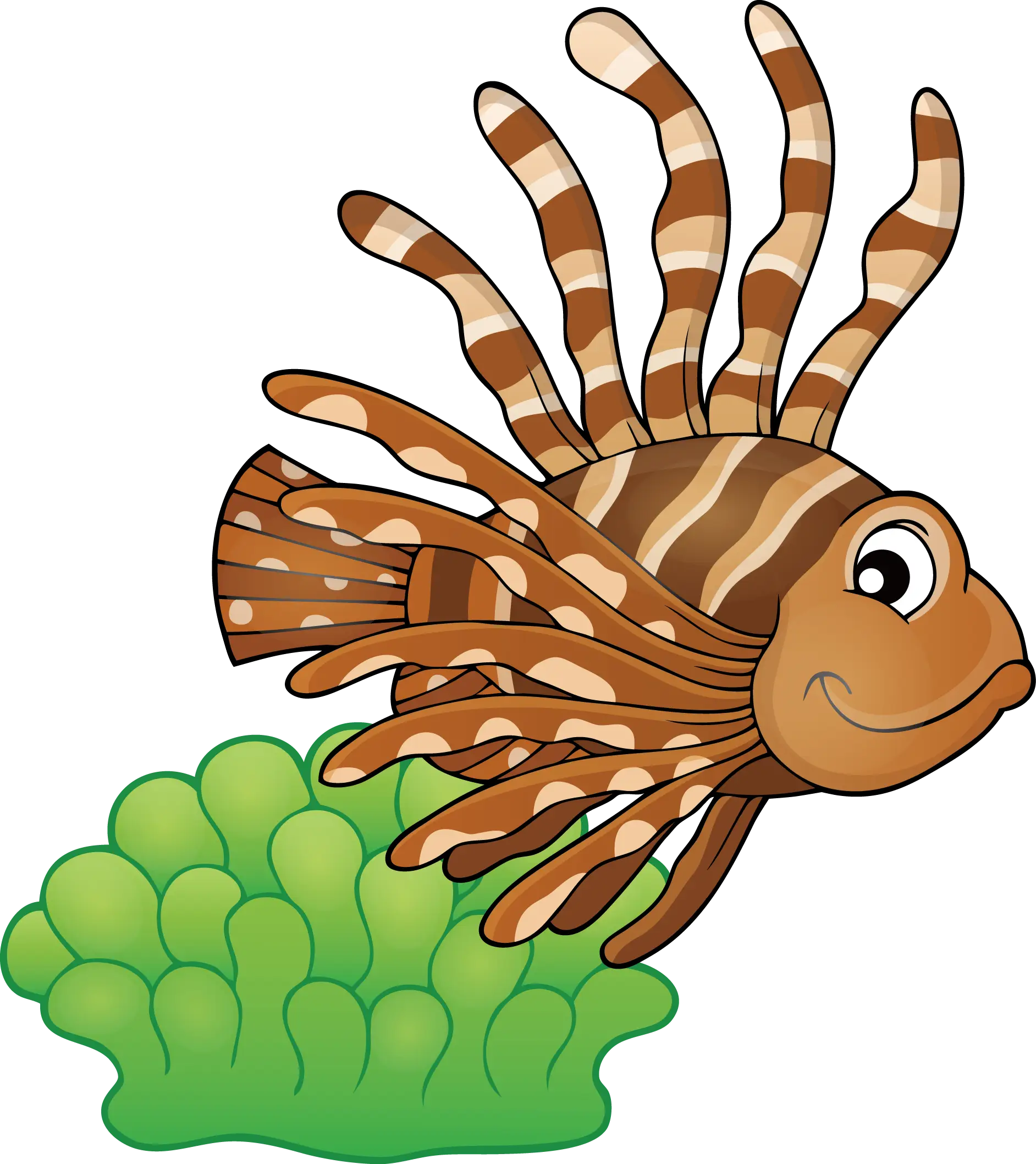 Cute Cartoon Fish with Seaweed