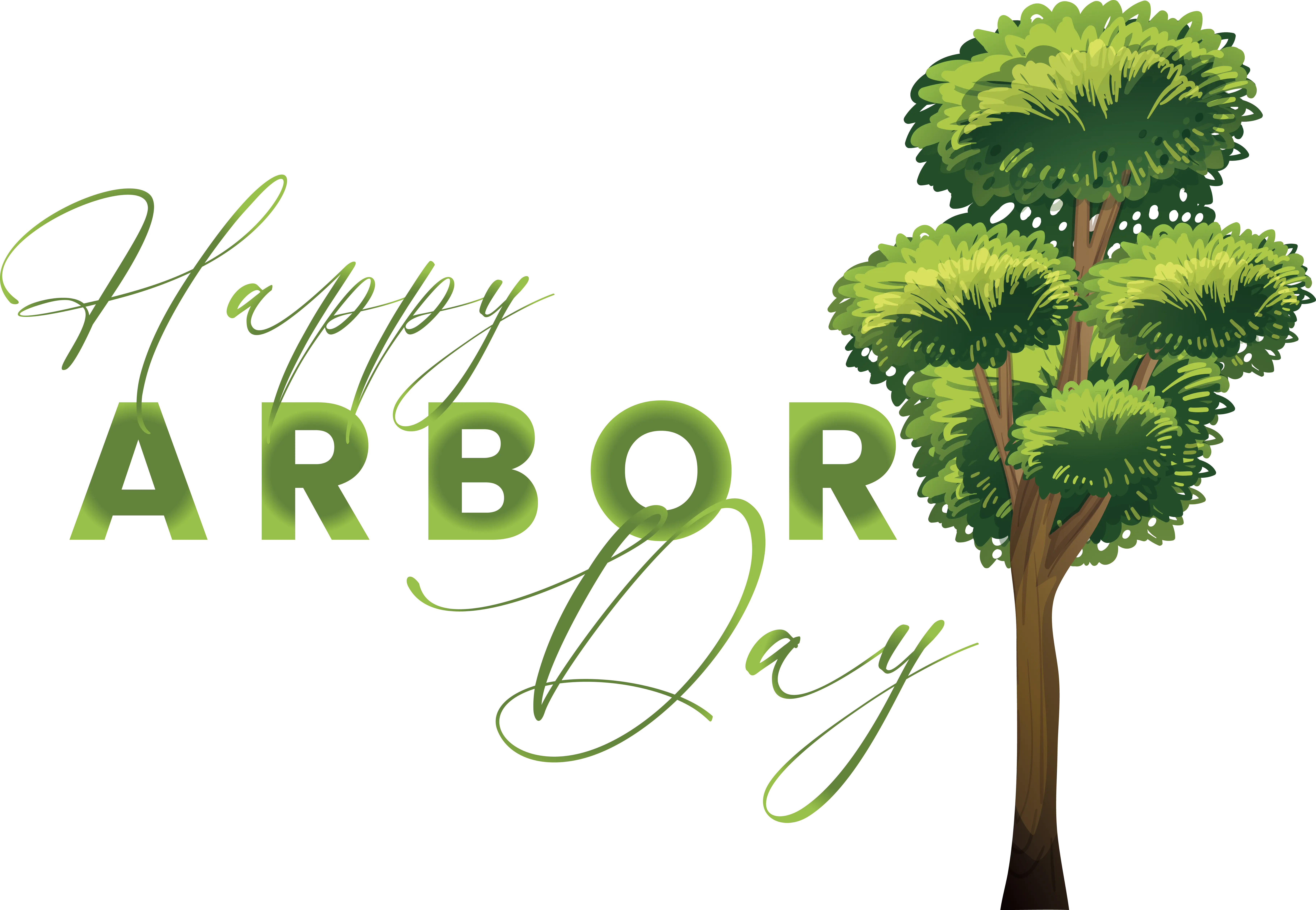 Happy Arbor Day Single Tree Illustration