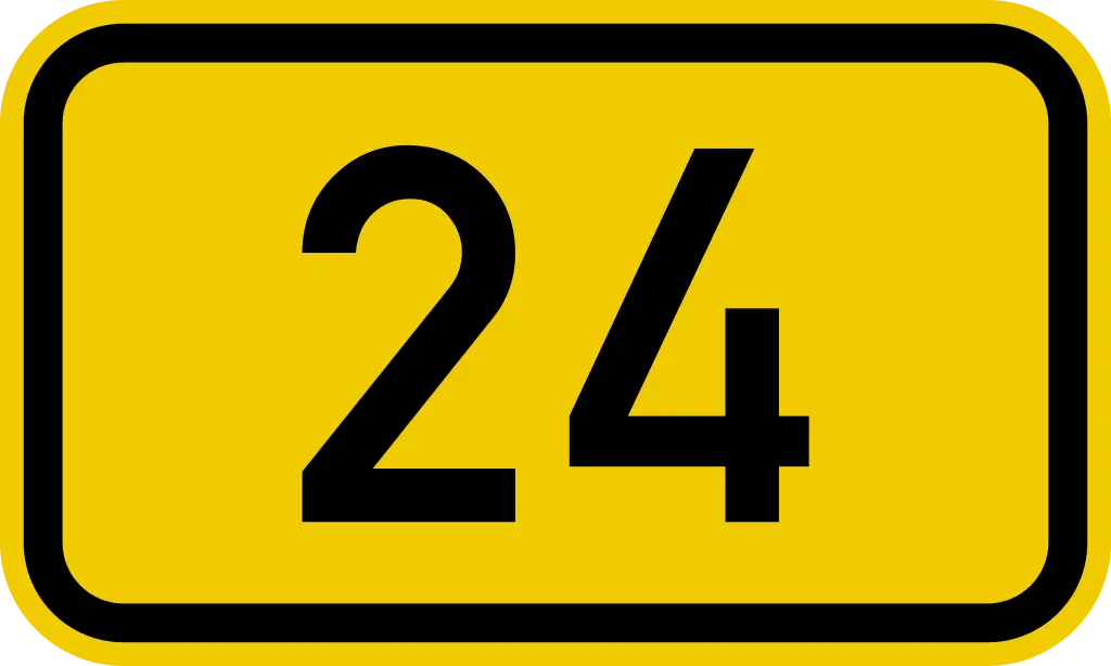 Yellow Number 24 Road Sign