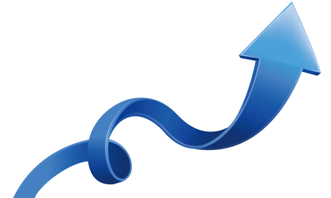 Curved Blue Upward Arrow