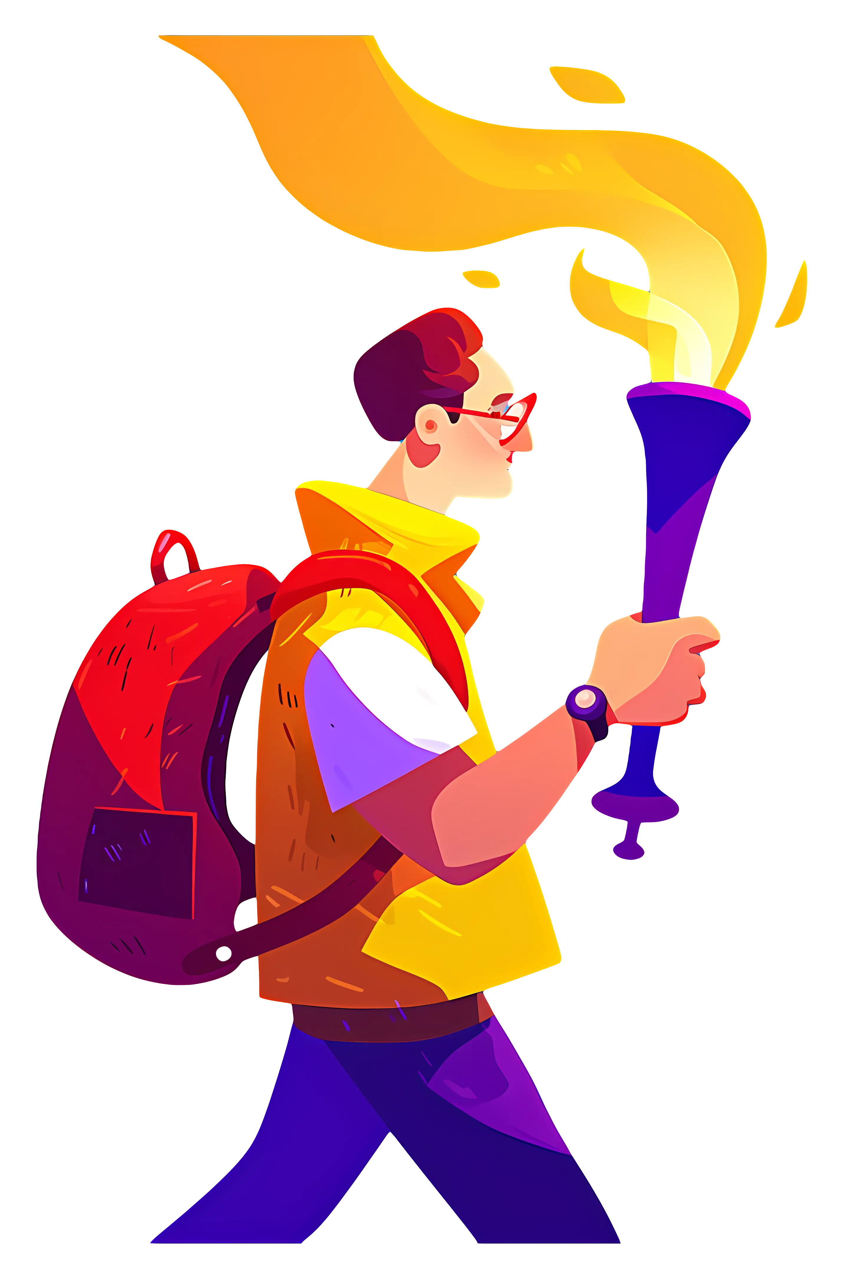 Man with Torch and Backpack