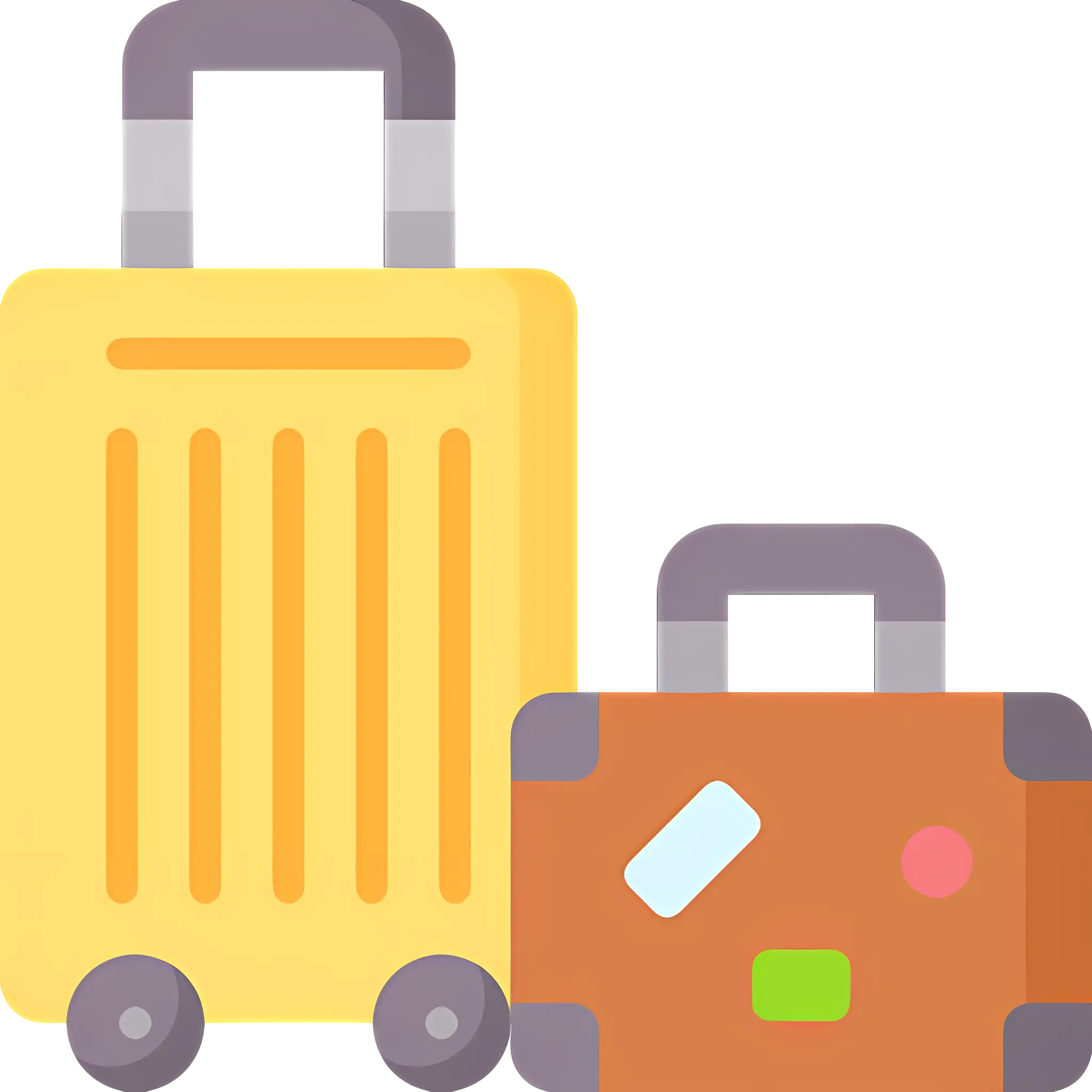 Illustration of Yellow and Brown Suitcases