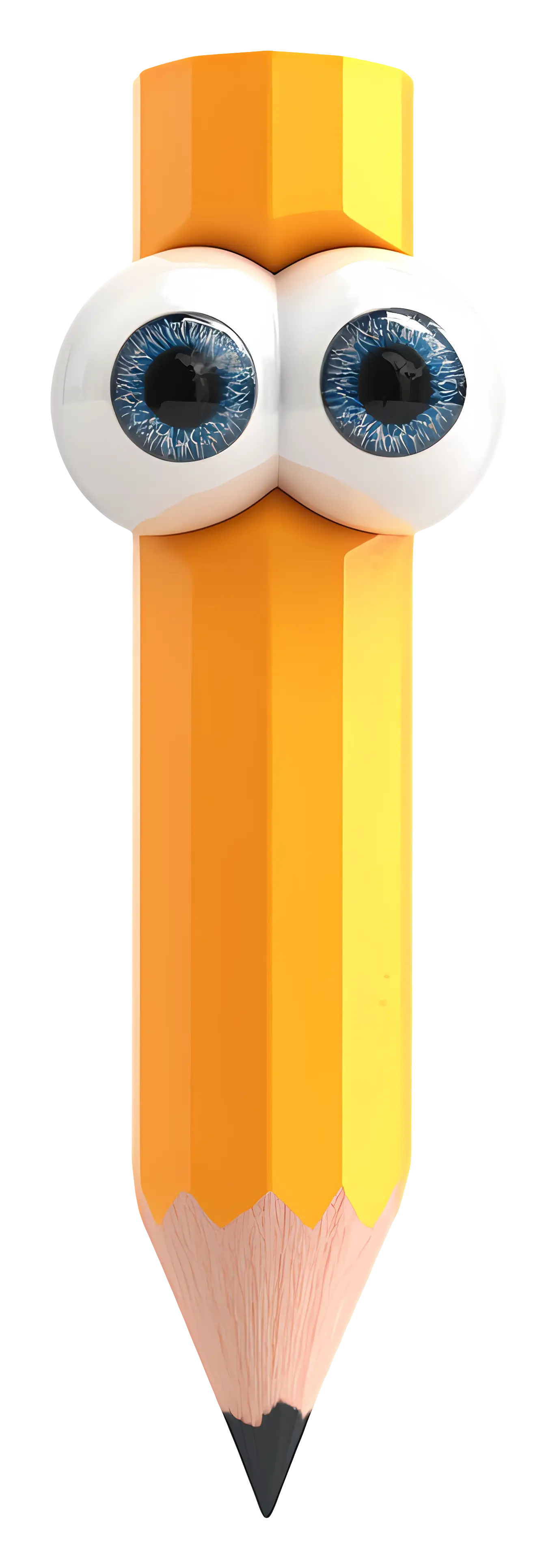 Orange Pencil with Cartoon Eyes