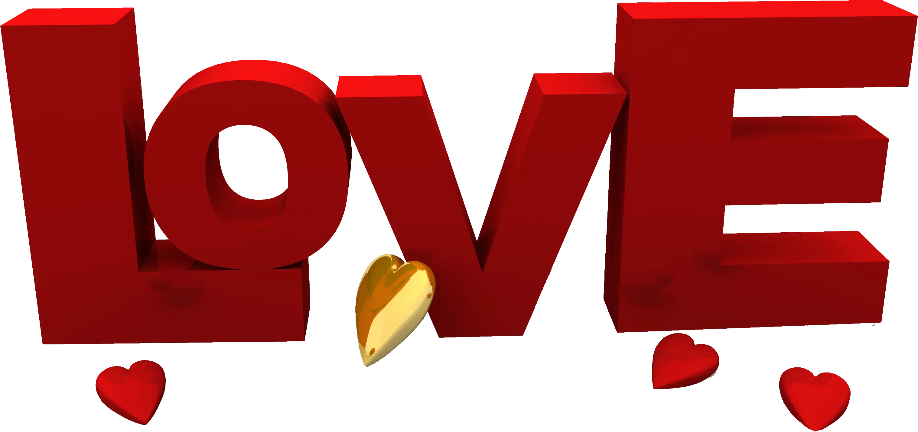 Red Love Text with Hearts