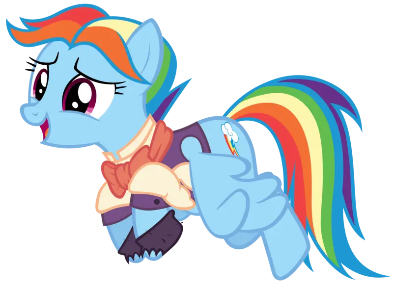 Blue Cartoon Pony with Rainbow Mane