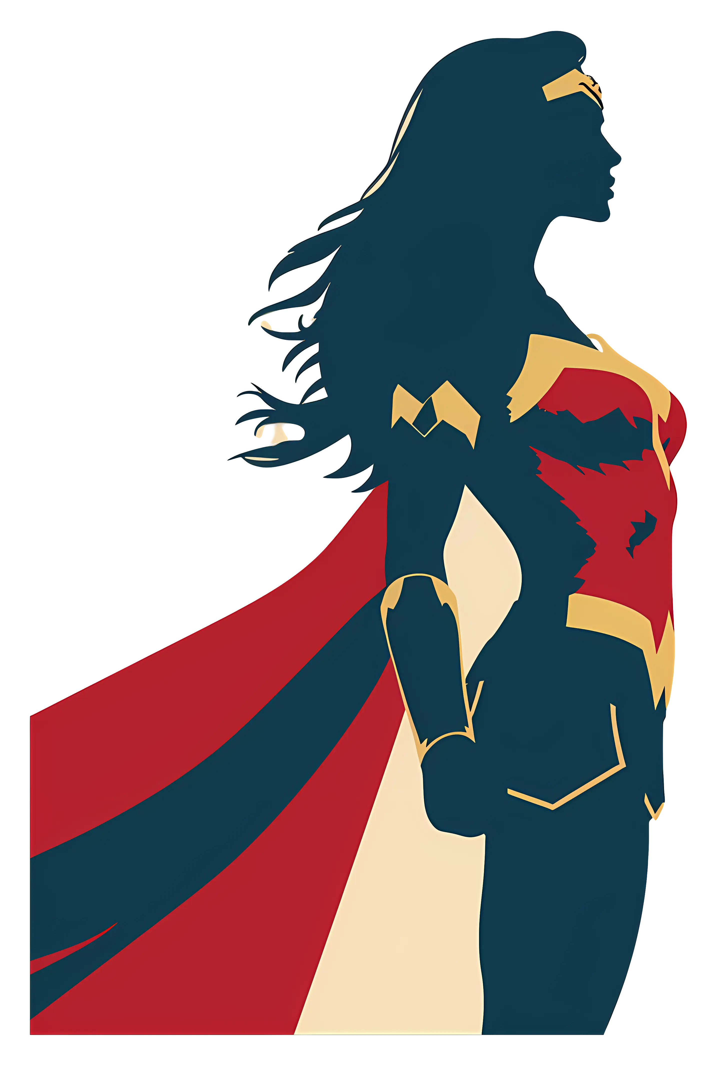Superhero Silhouette with Flowing Cape