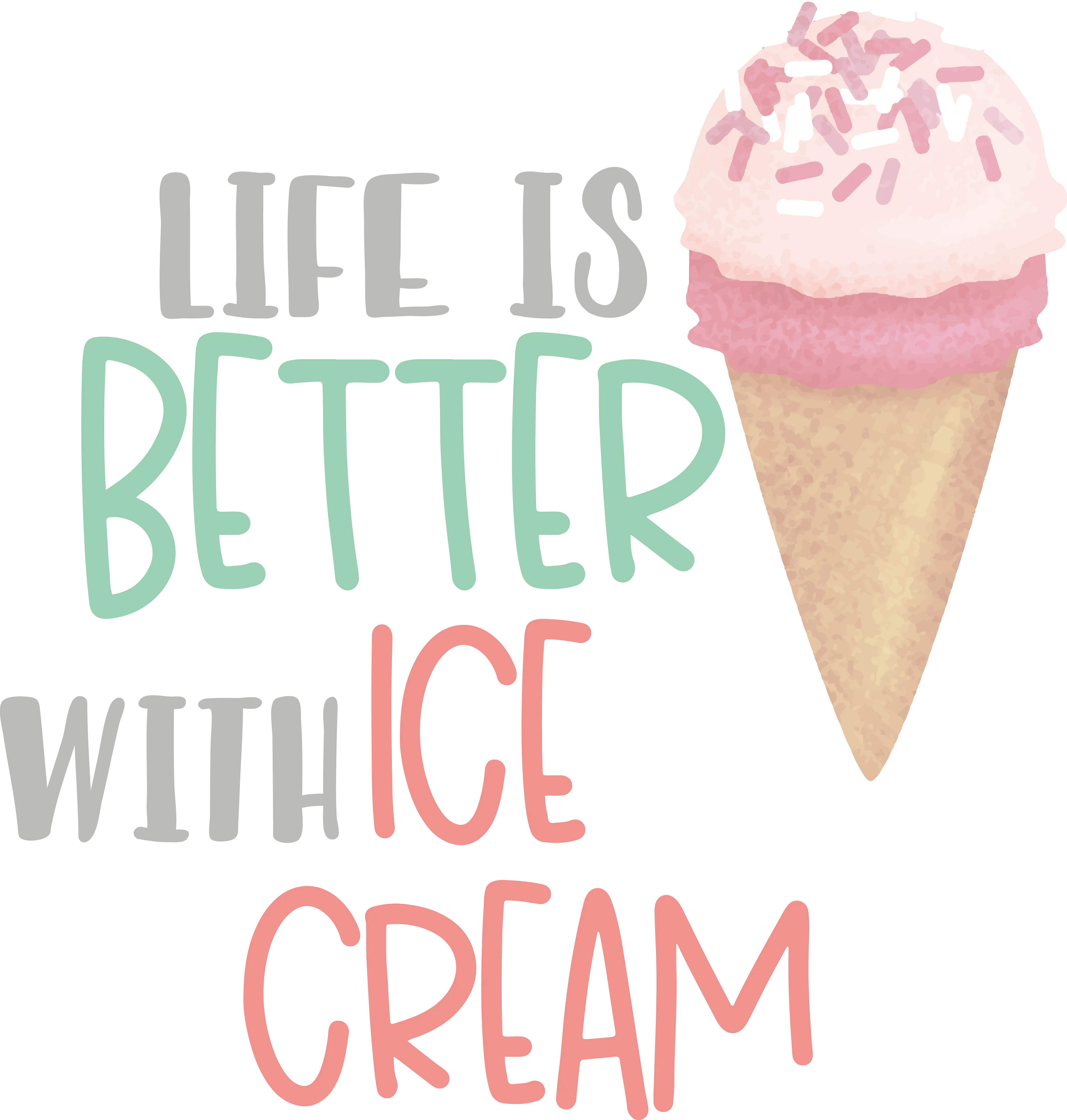 Ice Cream Cone with Sprinkles and Quote Illustration