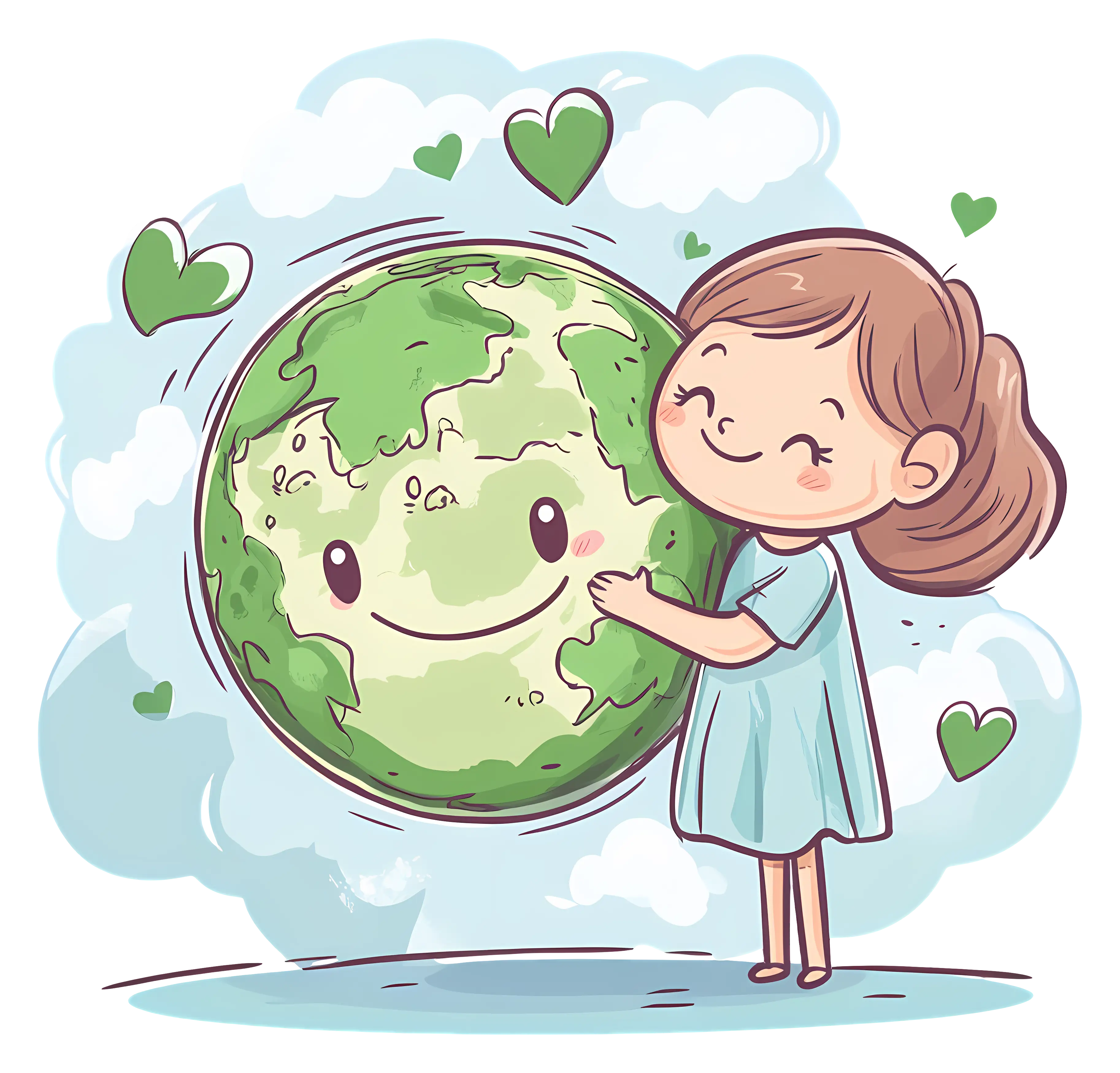 Girl Hugging the Earth for Environmental Love