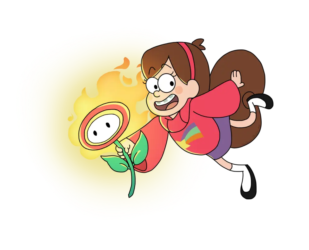 Cartoon Girl Flying with a Magical Flower