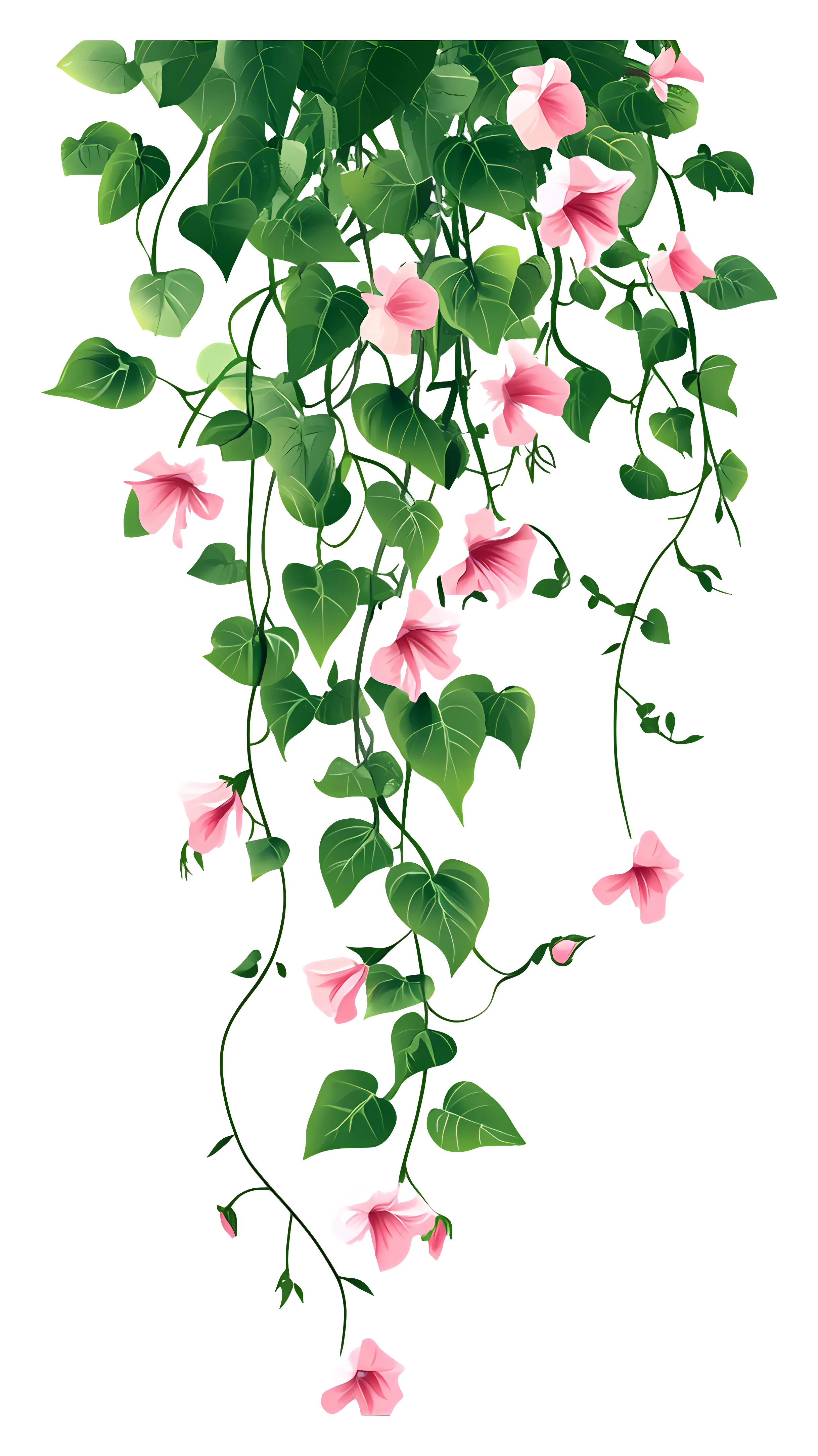 Hanging Vines with Pink Flowers