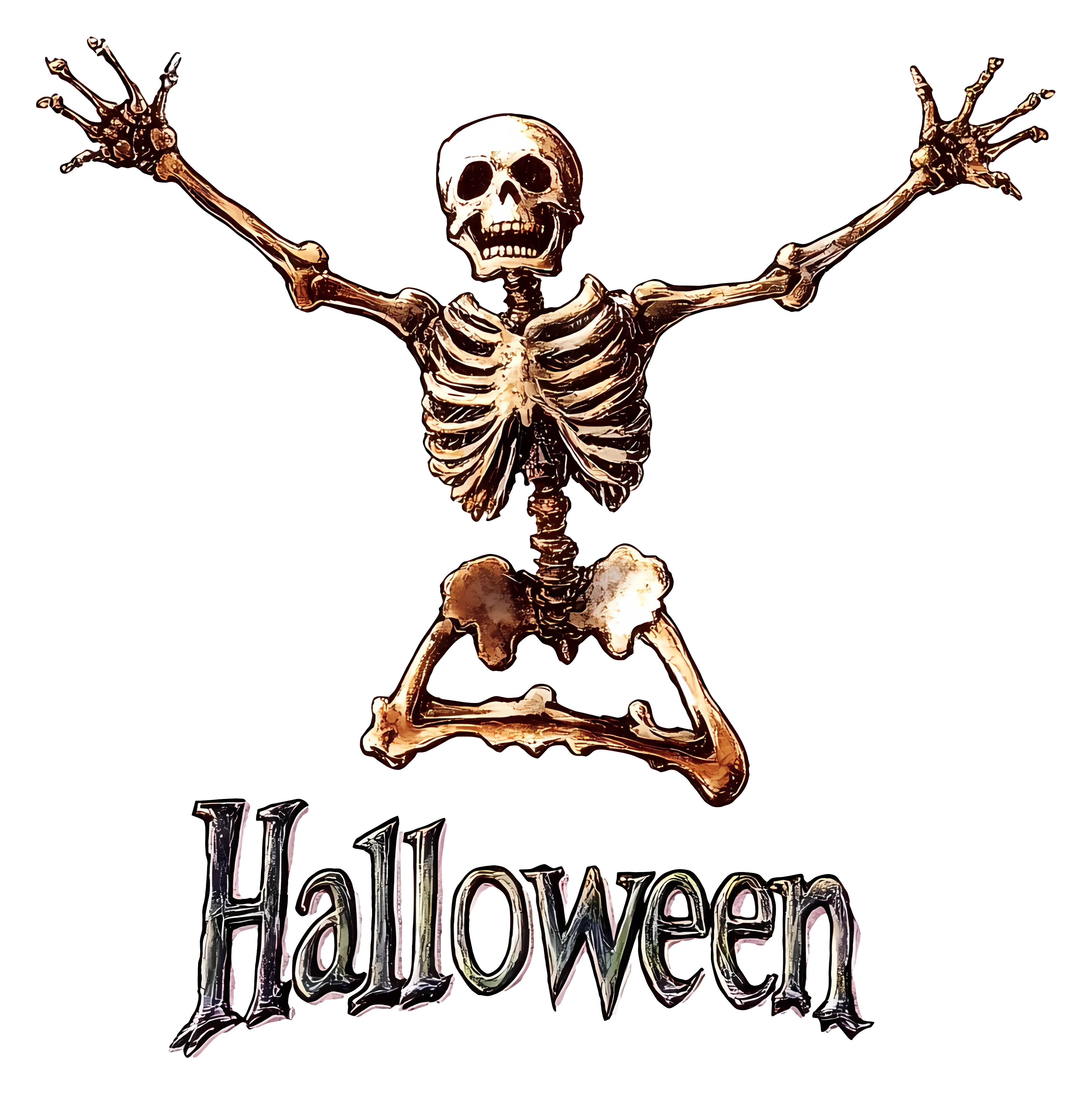 Spooky Skeleton with Halloween Text
