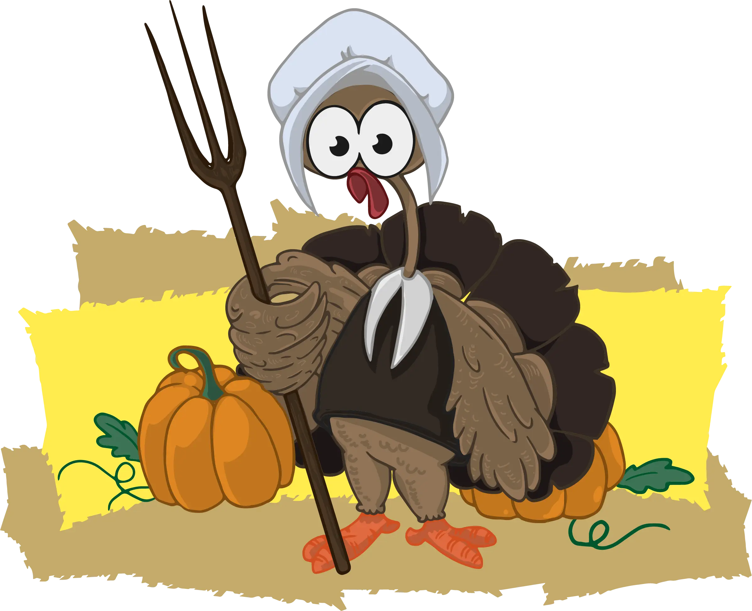 Cartoon Turkey with Pitchfork