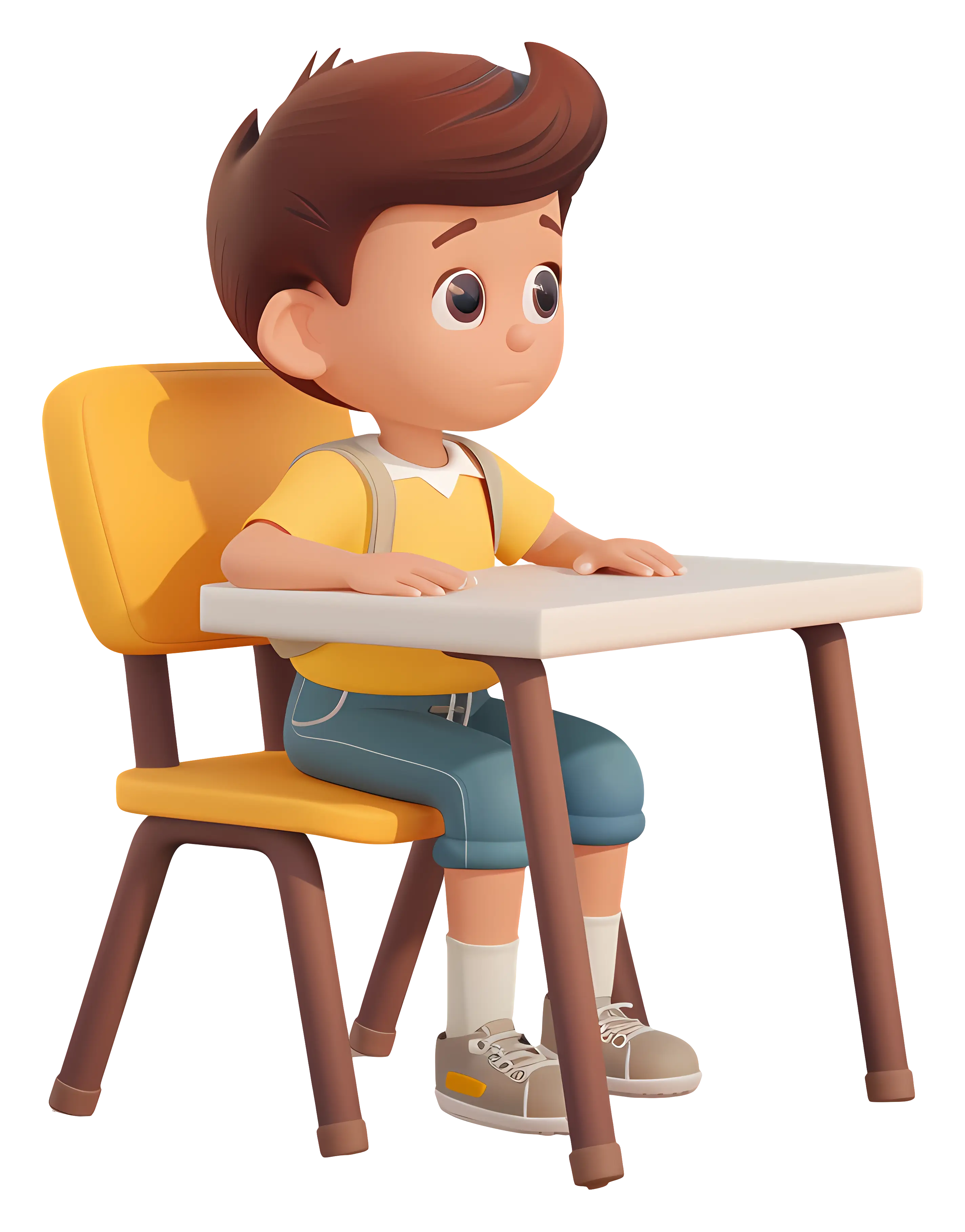 Student Sitting At Desk in Classroom Setting