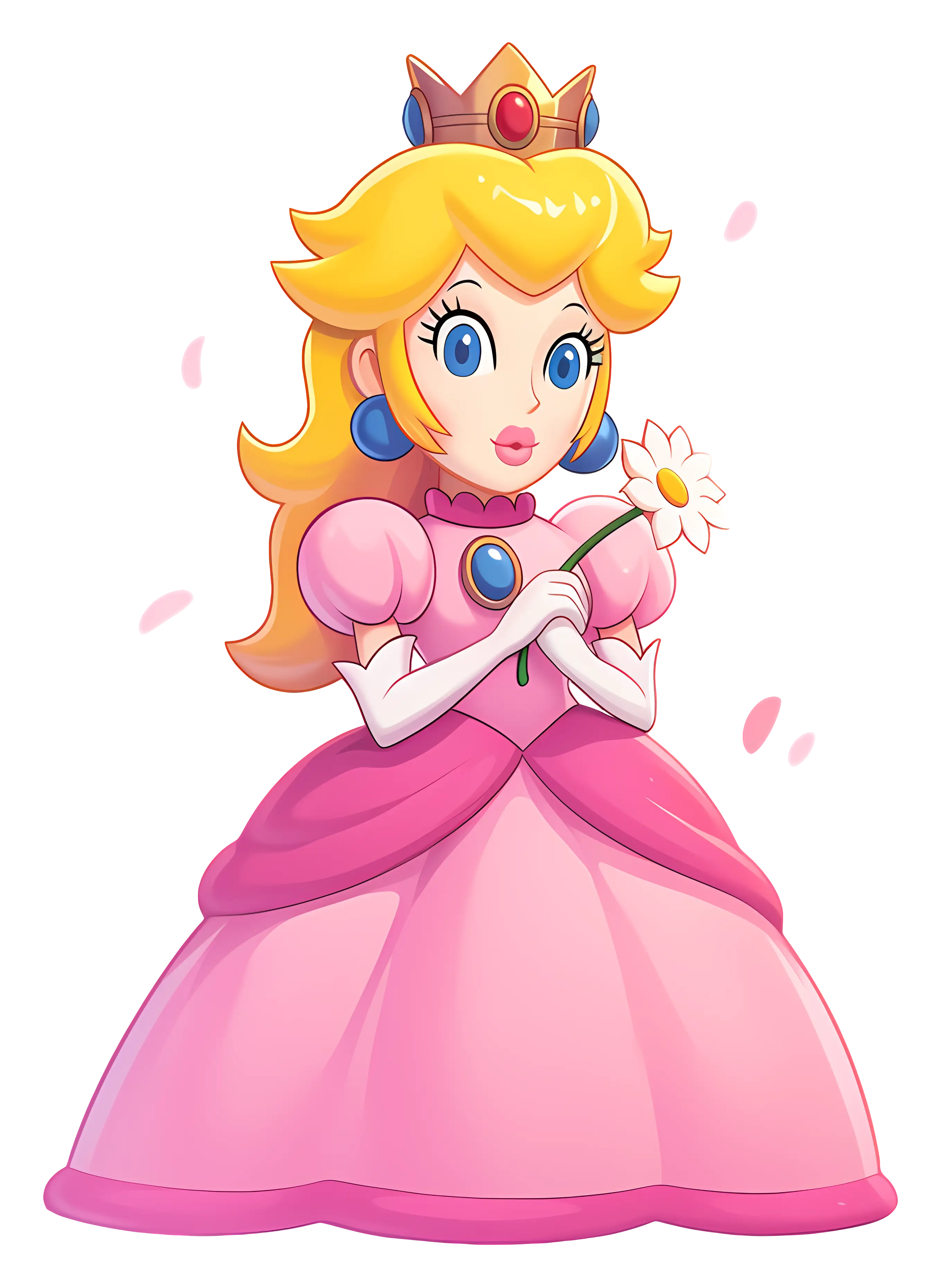 Cartoon Princess Holding a Flower