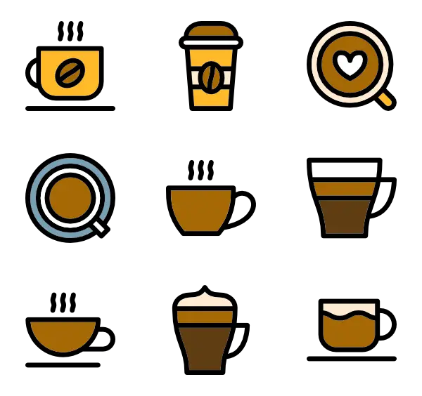 Coffee Icon Set of Different Styles