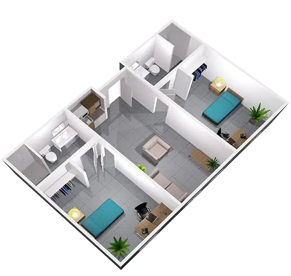 3D Modern Apartment Floor Plan
