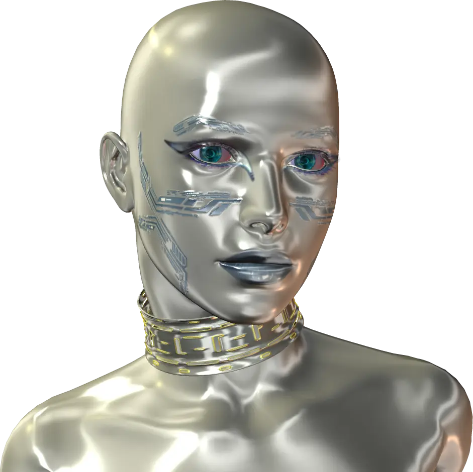 Metallic Robot Head for Futuristic Themes