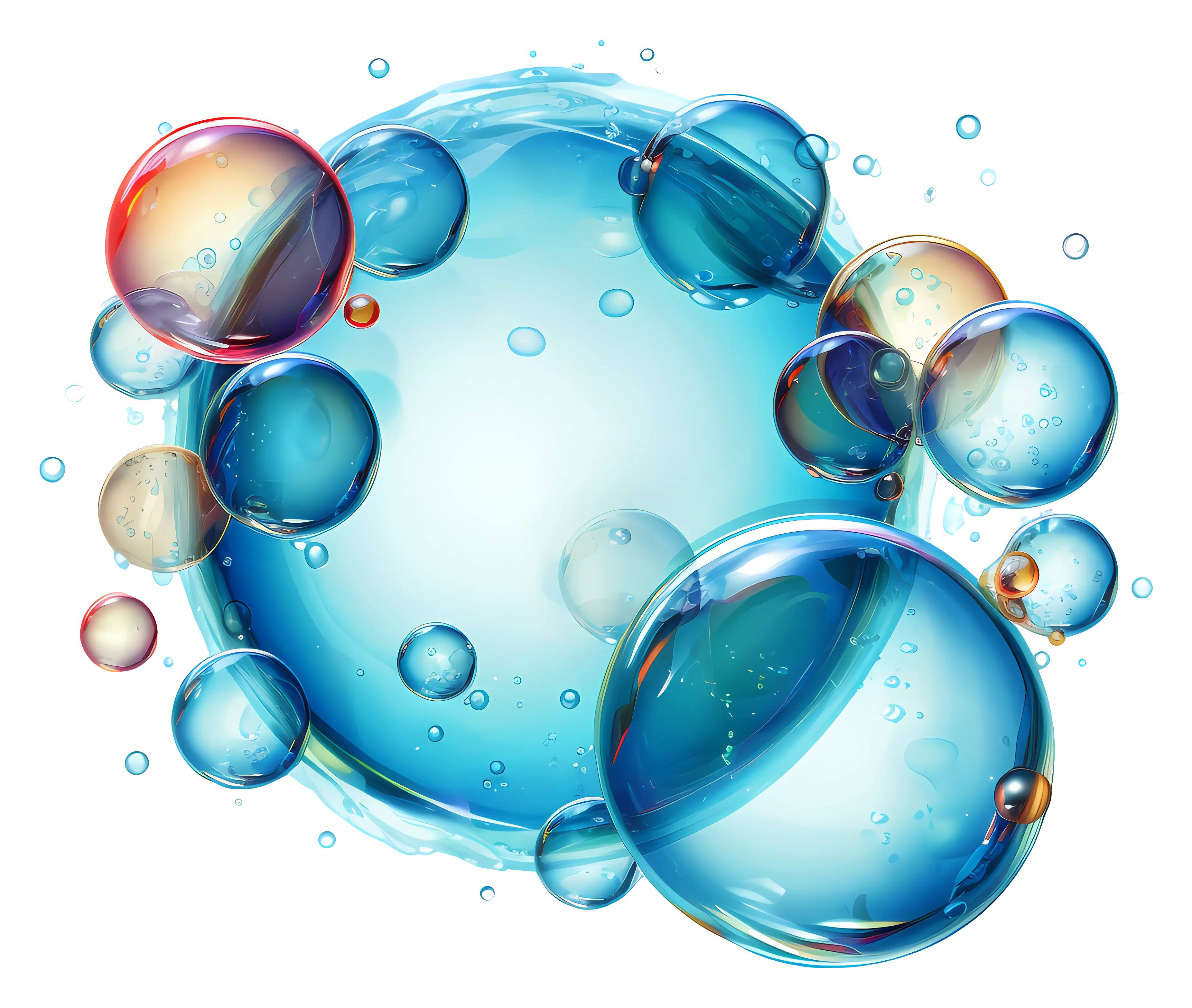 Blue Soap Bubbles with Reflective Glow