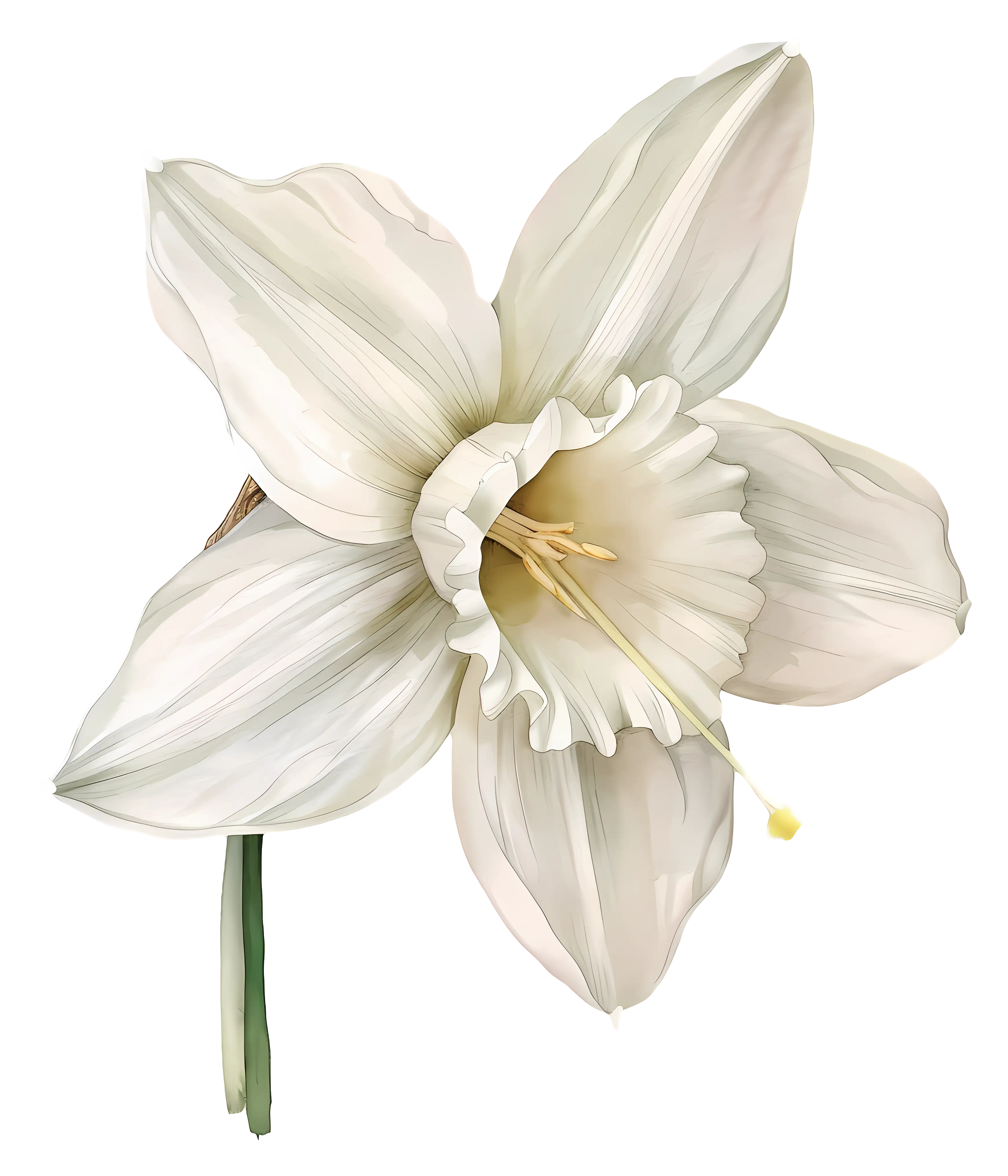 Beautiful White Daffodil Flower Illustration