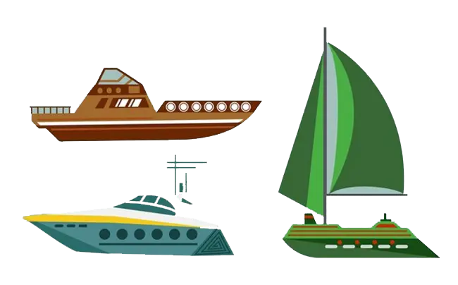 Various Types of Boats Illustration