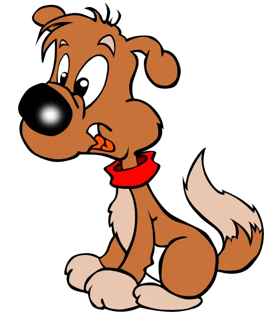 Cartoon Dog with Red Collar
