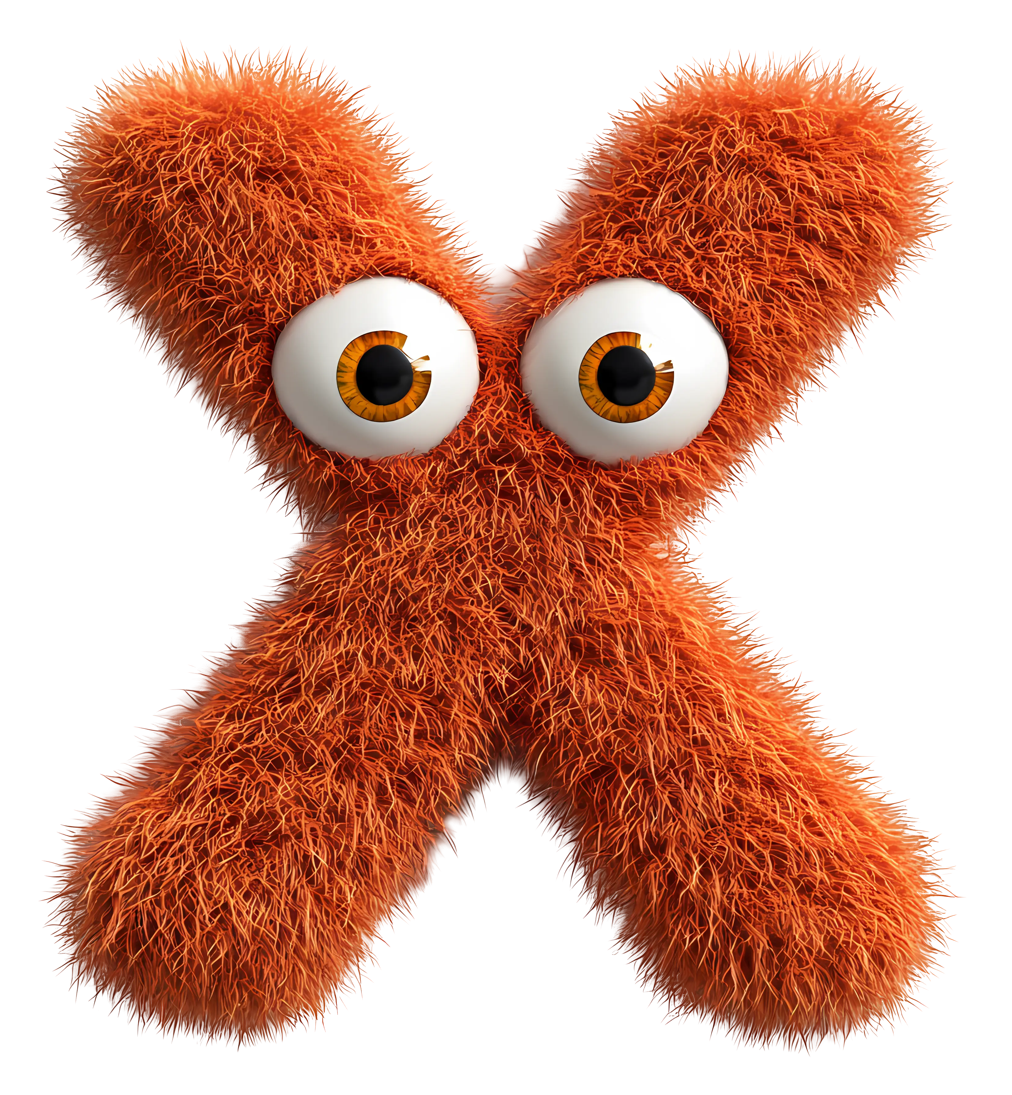 Furry Letter X with Eyes