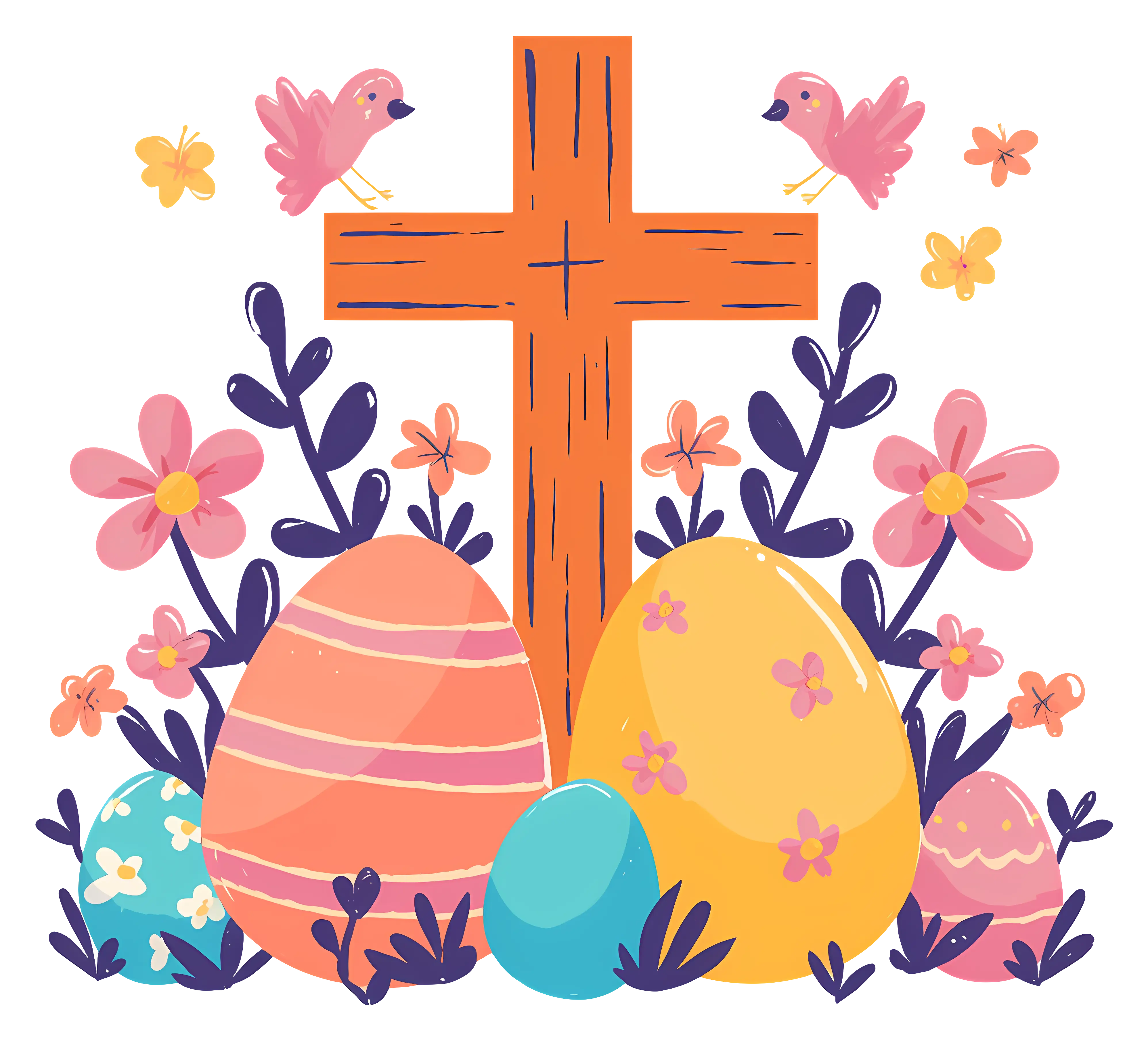 Colorful Easter Cross with Eggs