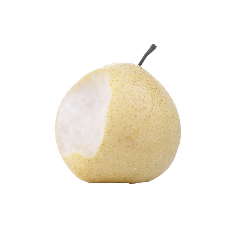 Bitten Asian Pear on Transparent Background
