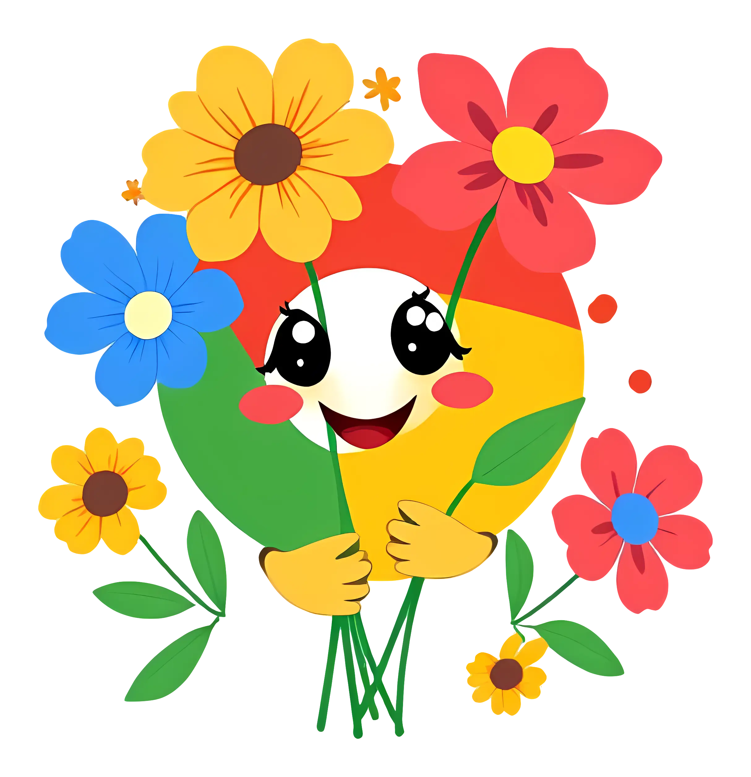 Flower Character with Colorful Blooms