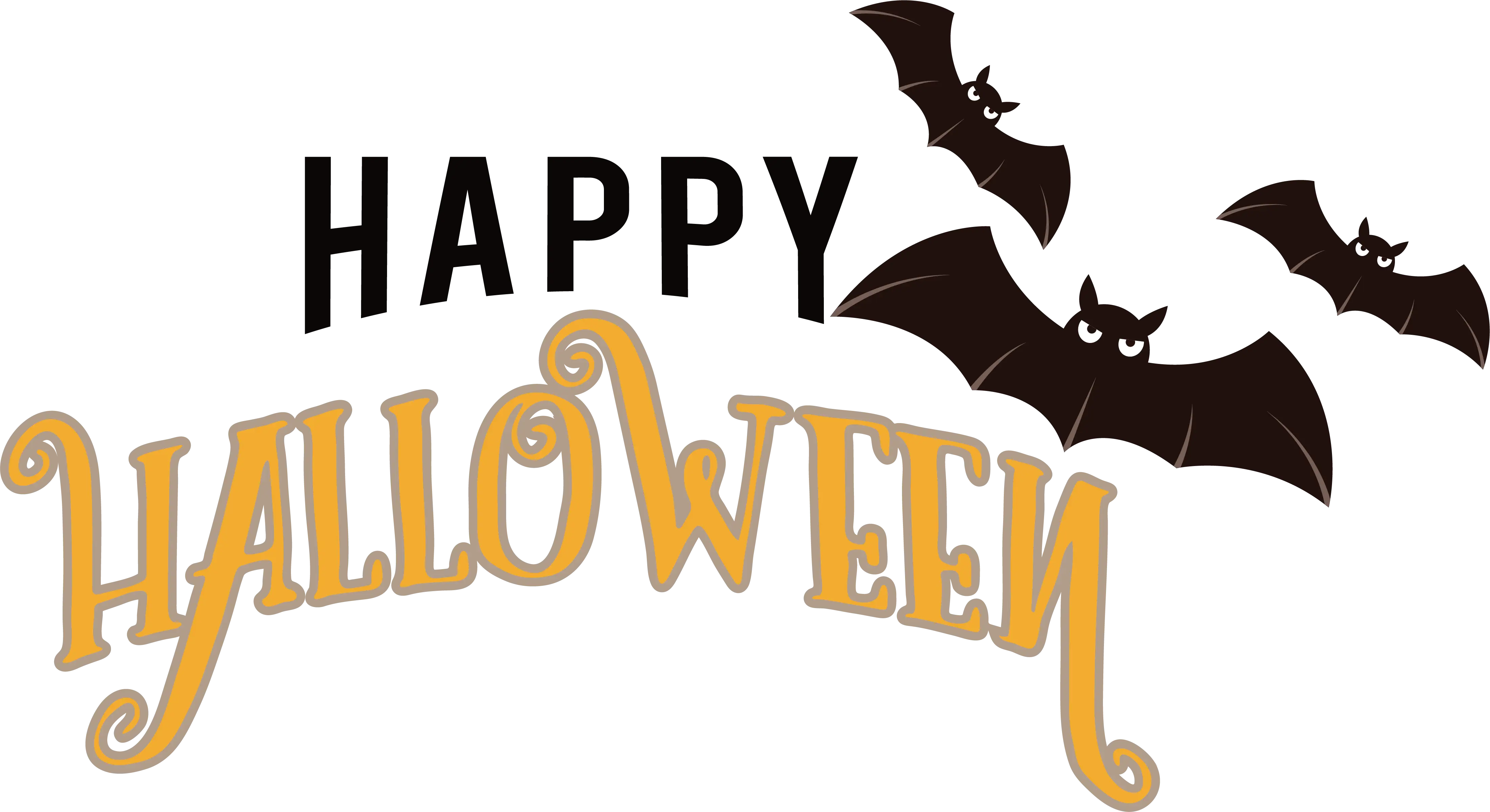Happy Halloween Logo with Bats