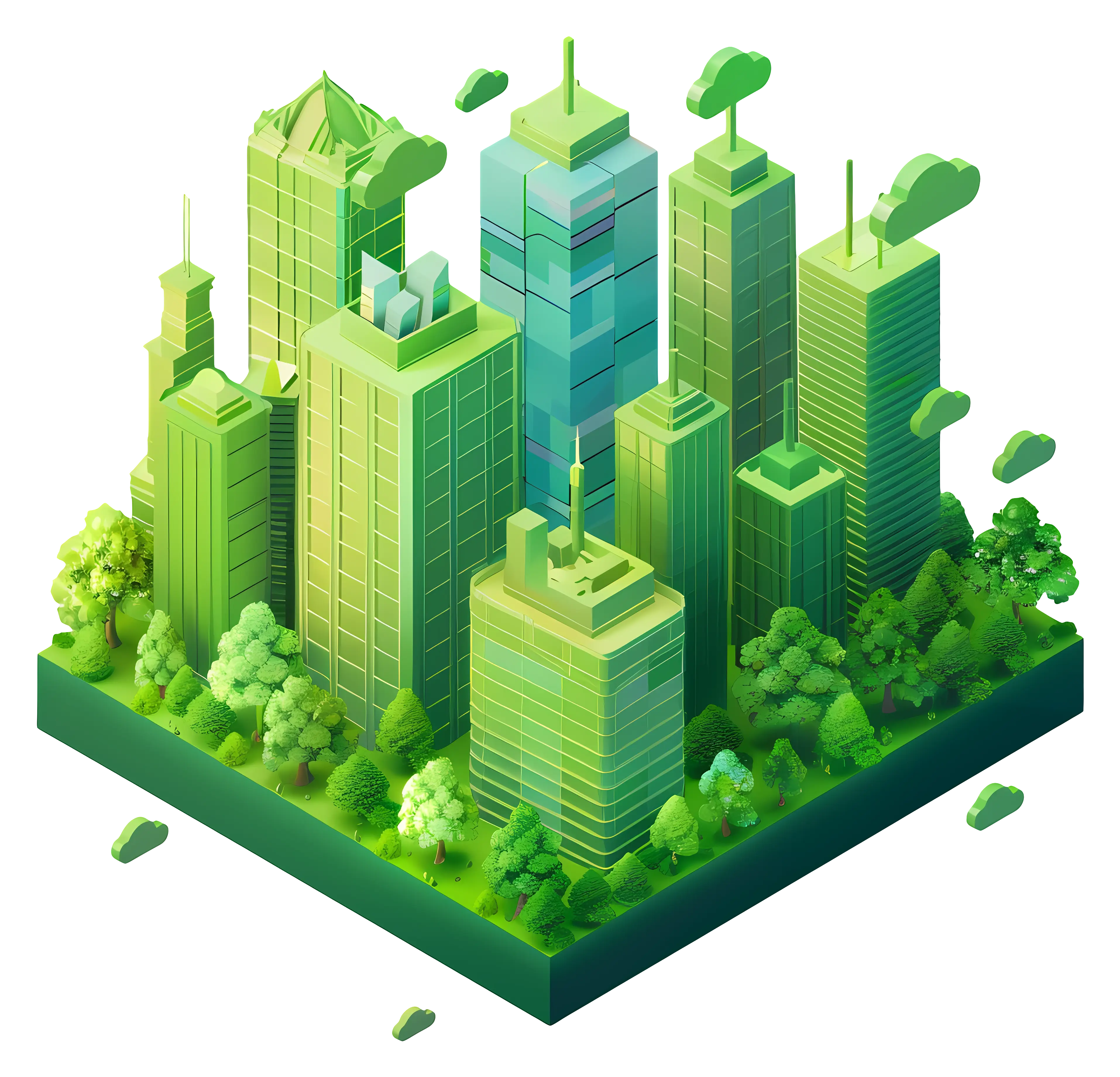 Green Sustainable City Illustration with Urban Design