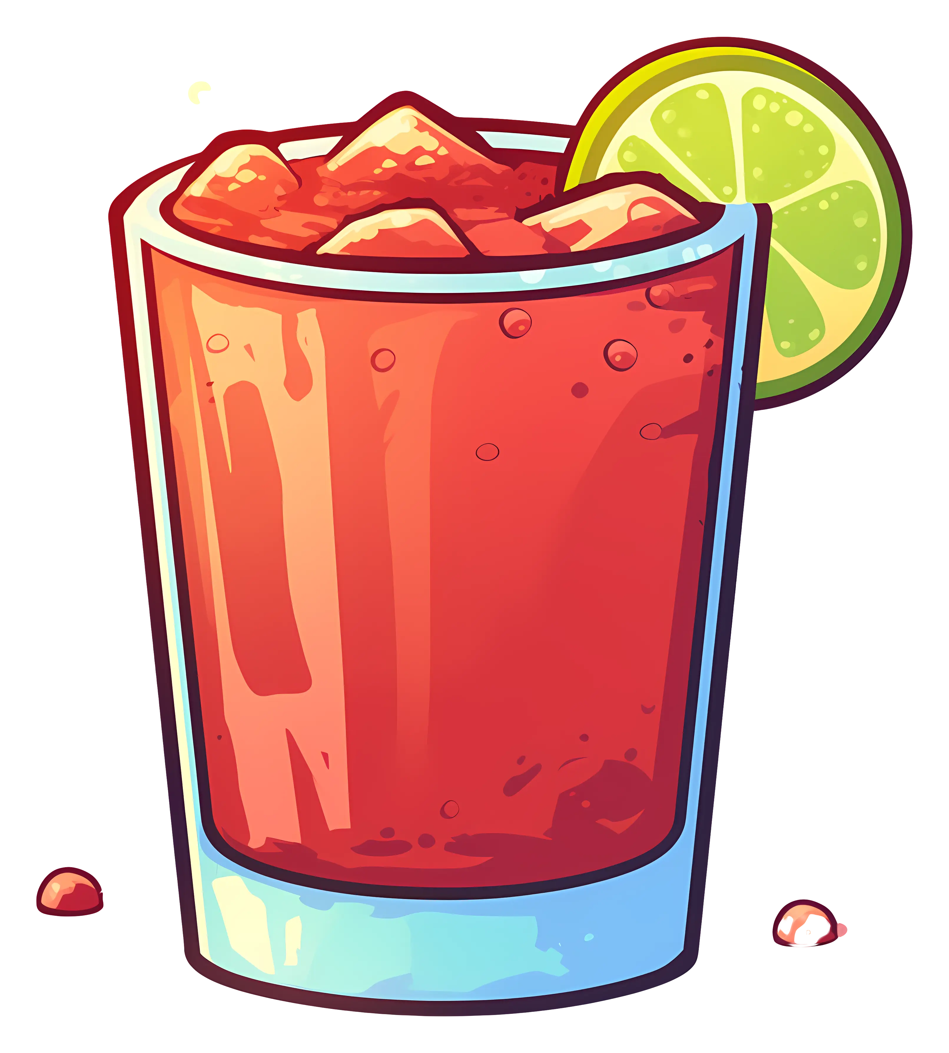 Refreshing Red Drink with Lime Slice