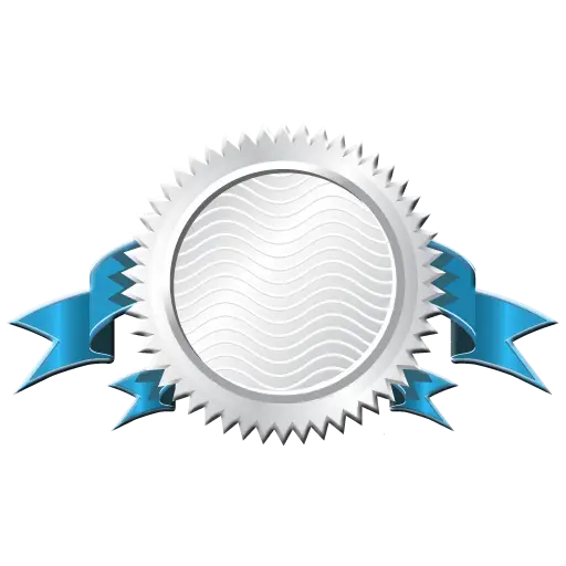 Silver Badge with Blue Ribbon