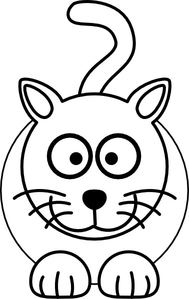 Outline Cartoon Cat Drawing