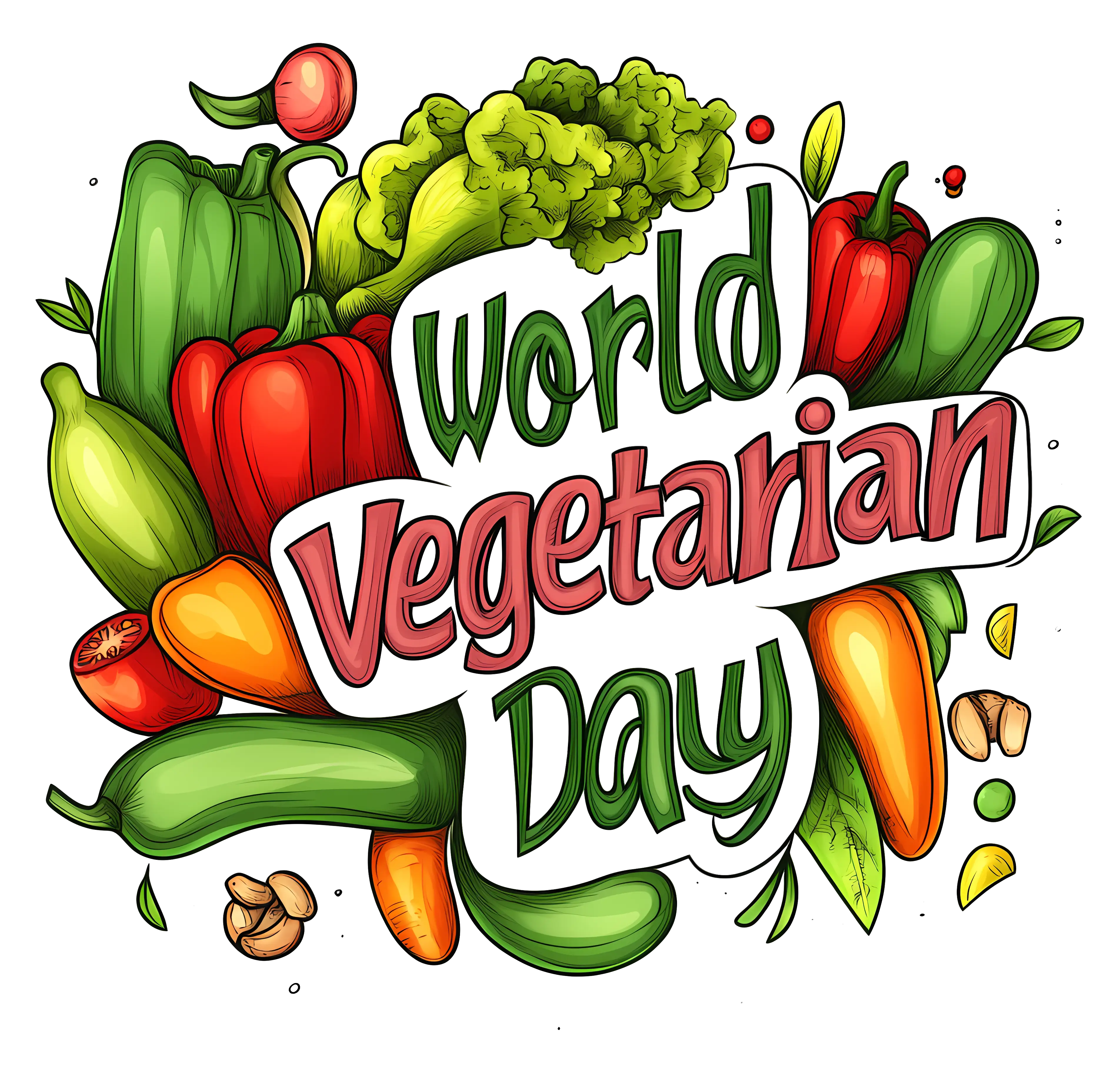 World Vegetarian Day Illustrated Logo