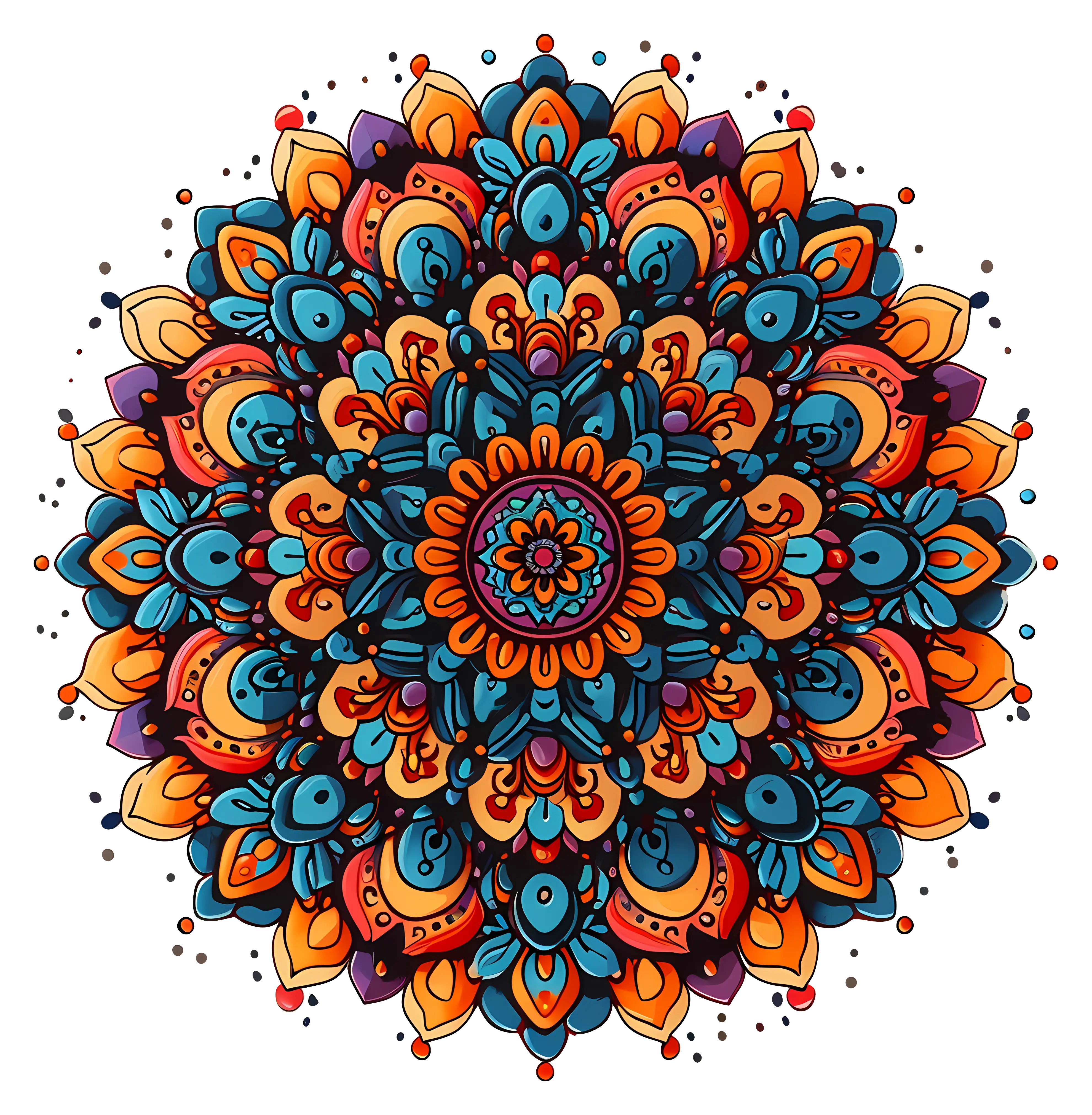 Colorful Mandala Design in Symmetrical Art